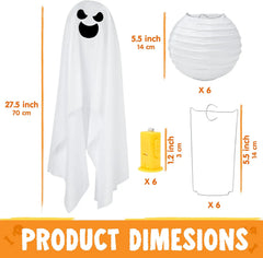 6-Pack Hanging Ghost Halloween Decorations for Outdoor Use