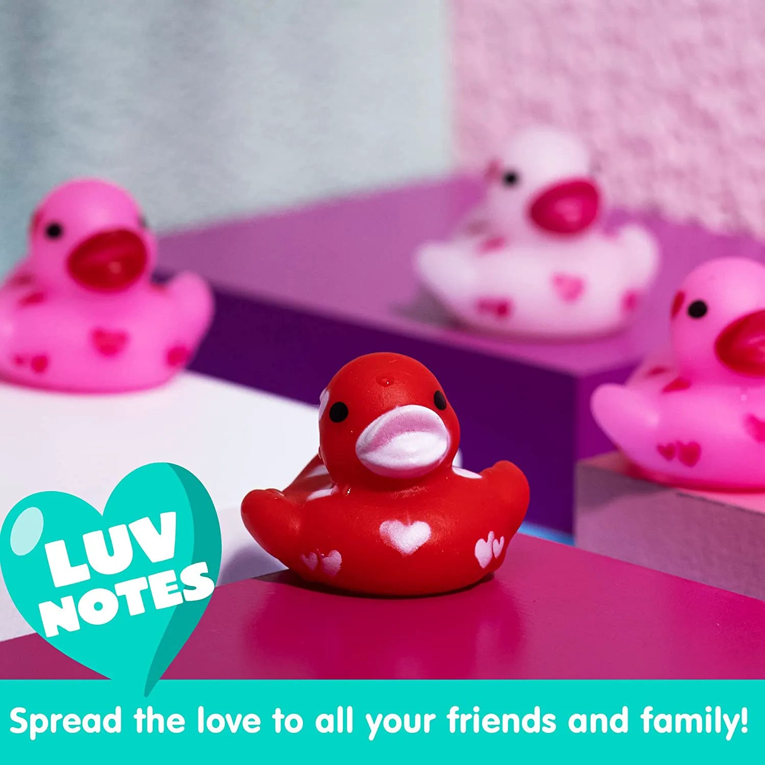 36 Pcs Kids Valentine's Day Cards with Rubber Ducks - Classroom Exchange Gifts
