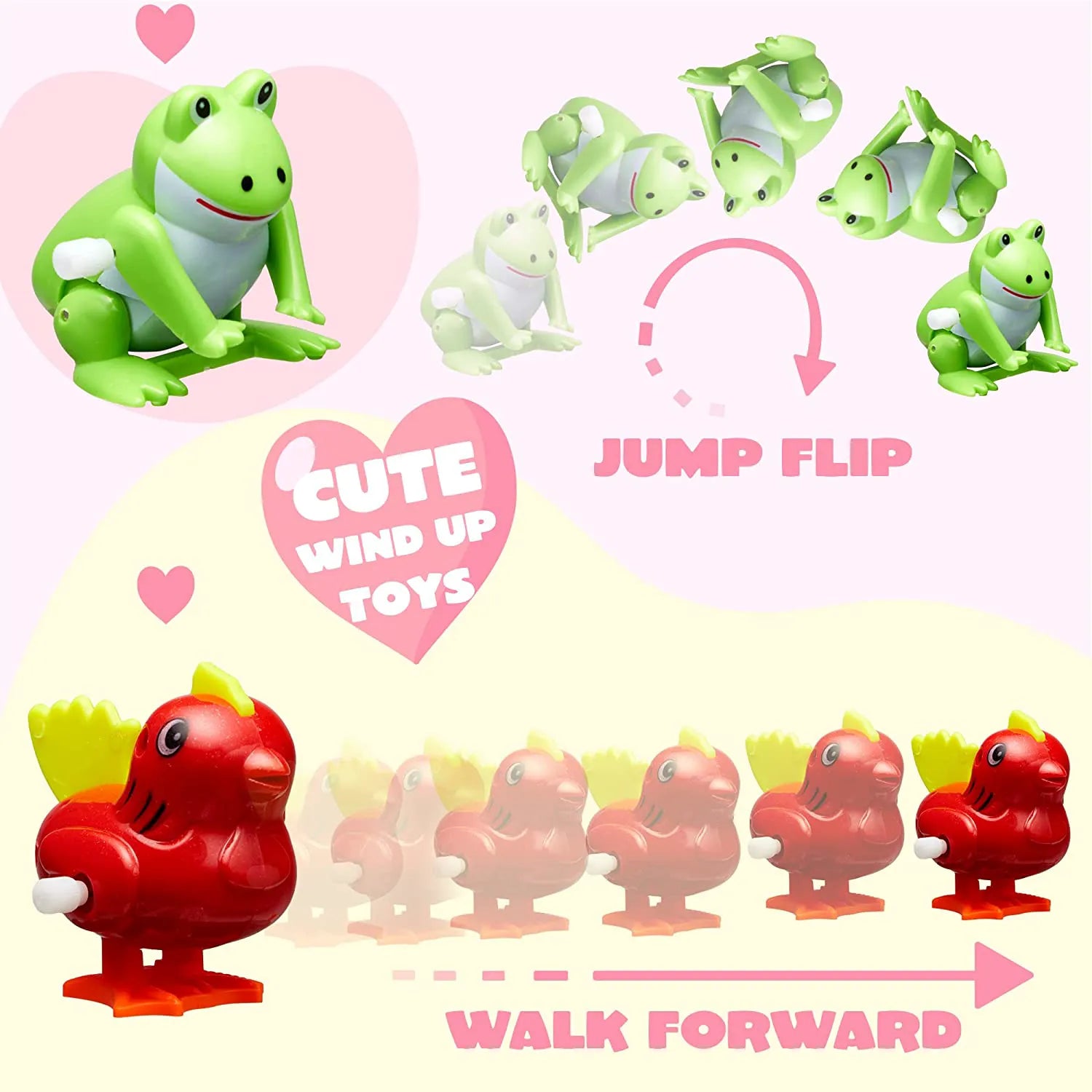 28-Pack Wind-Up Toys with Valentine's Day Cards for Kids' Party Favors