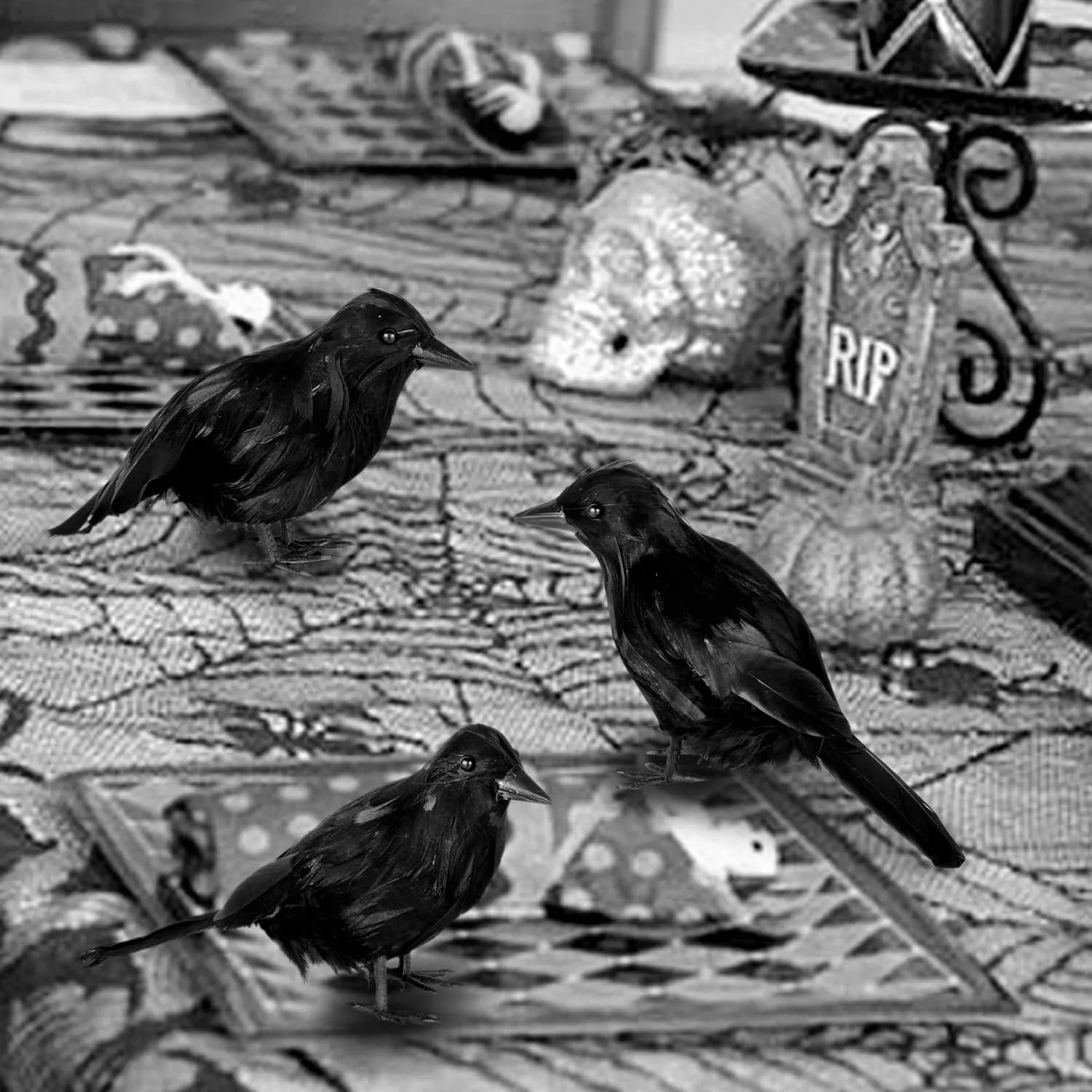 6-Pack Halloween Crow Decoration Set