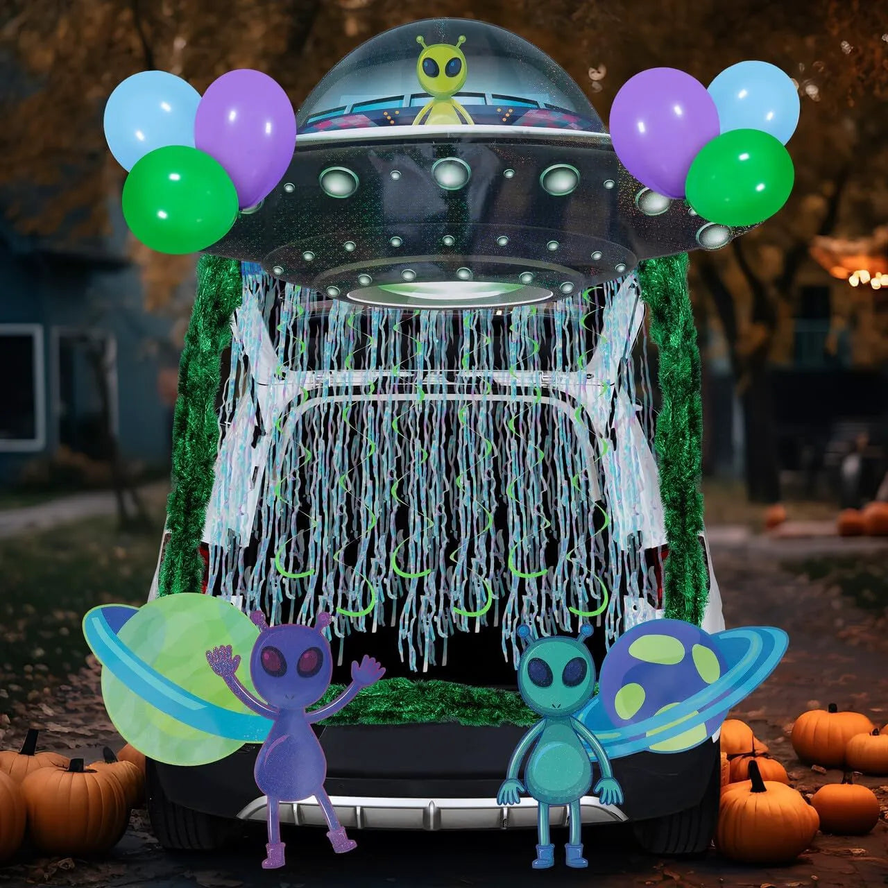 Halloween UFO Aliens Trunk Or Treat Car Decorations Kit