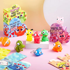 24Pcs Kids Valentine's Cards with Bulging Eyes in Boxes - Classroom Exchange Gifts