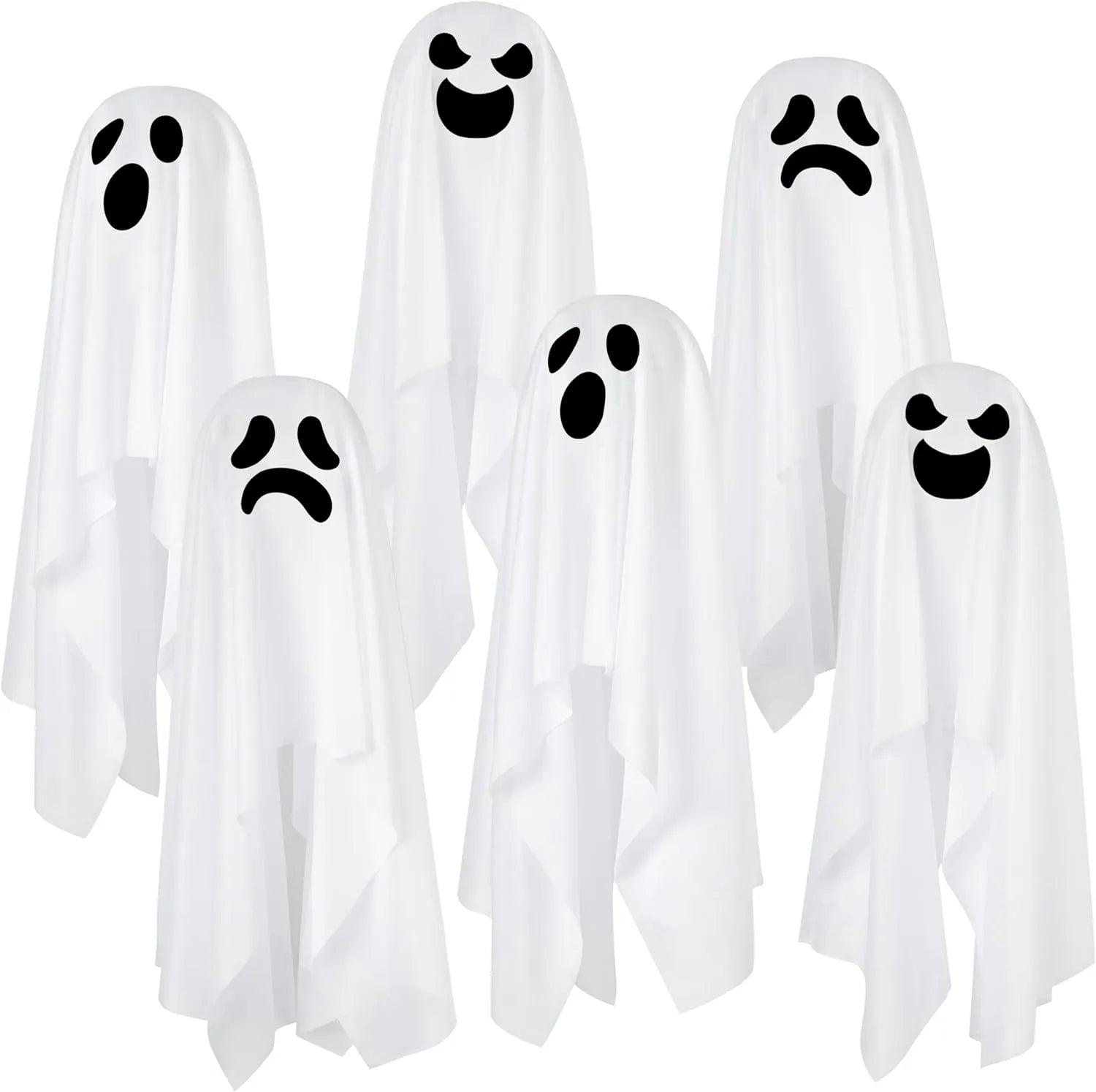 6-Pack Hanging Ghost Halloween Decorations for Outdoor Use