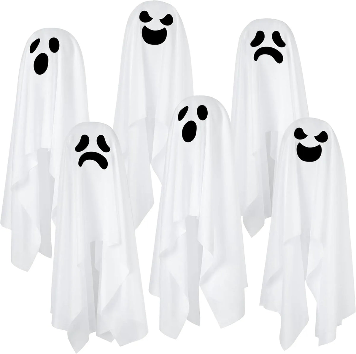 6-Pack Hanging Ghost Halloween Decorations for Outdoor Use