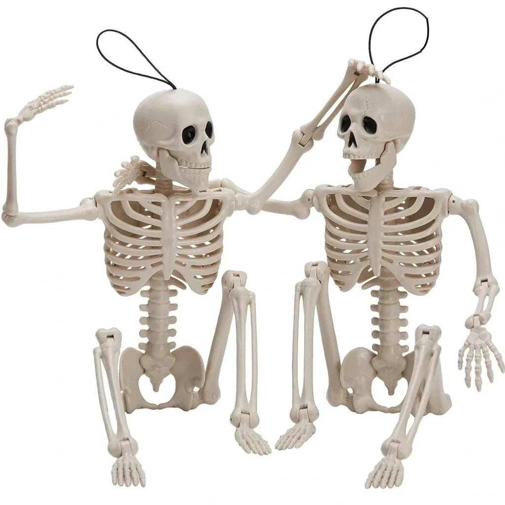 2 PCS 16-Inch Halloween Skeletons with Full Body Posable Joints