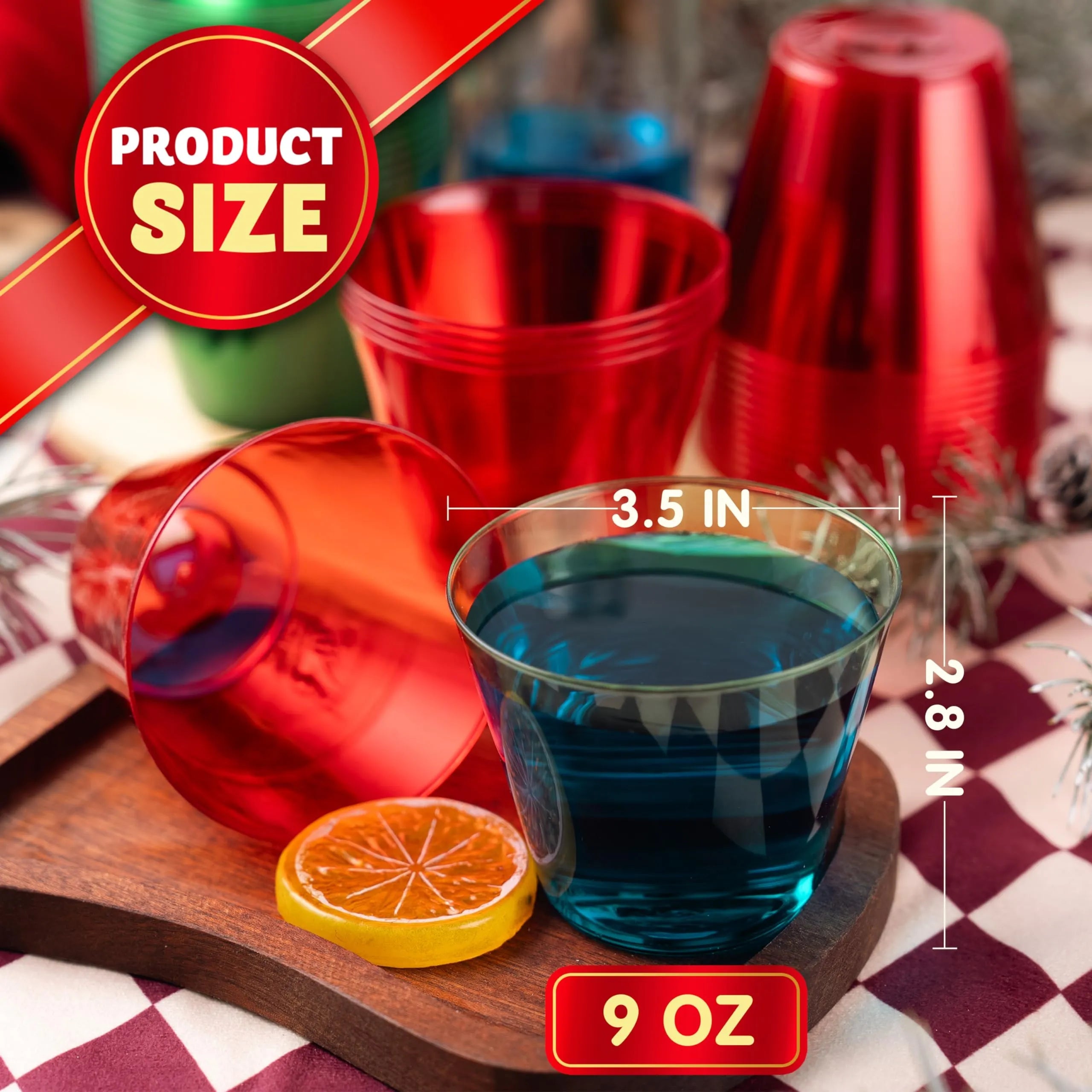 72 PCS Disposable 9 oz Christmas Clear Plastic Party Cups