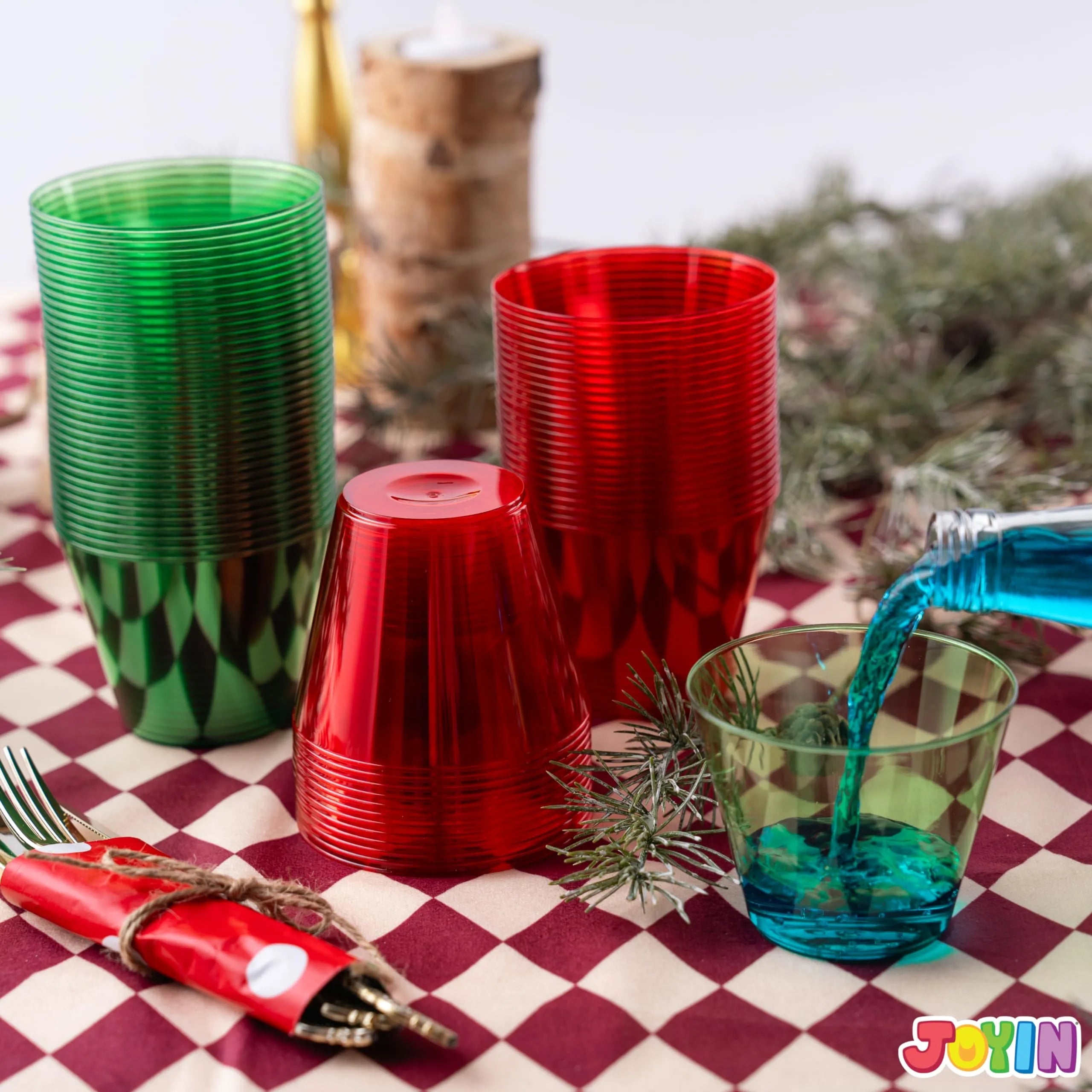 72 PCS Disposable 9 oz Christmas Clear Plastic Party Cups