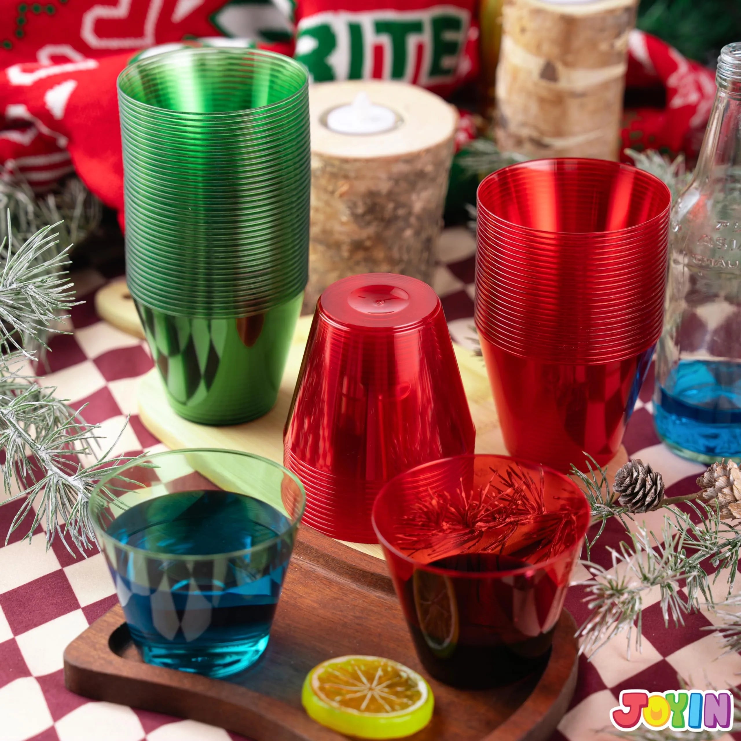 72 PCS Disposable 9 oz Christmas Clear Plastic Party Cups
