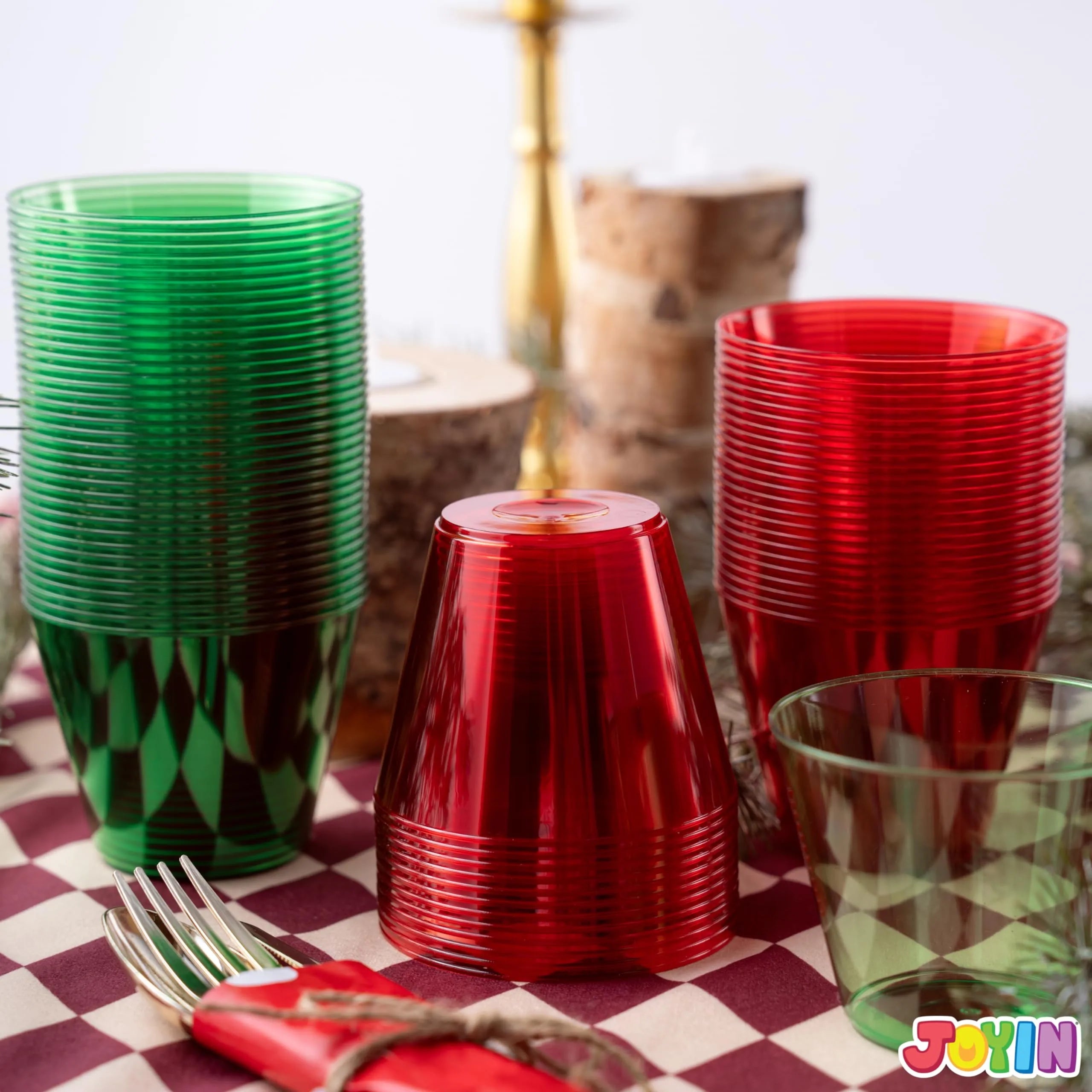 72 PCS Disposable 9 oz Christmas Clear Plastic Party Cups