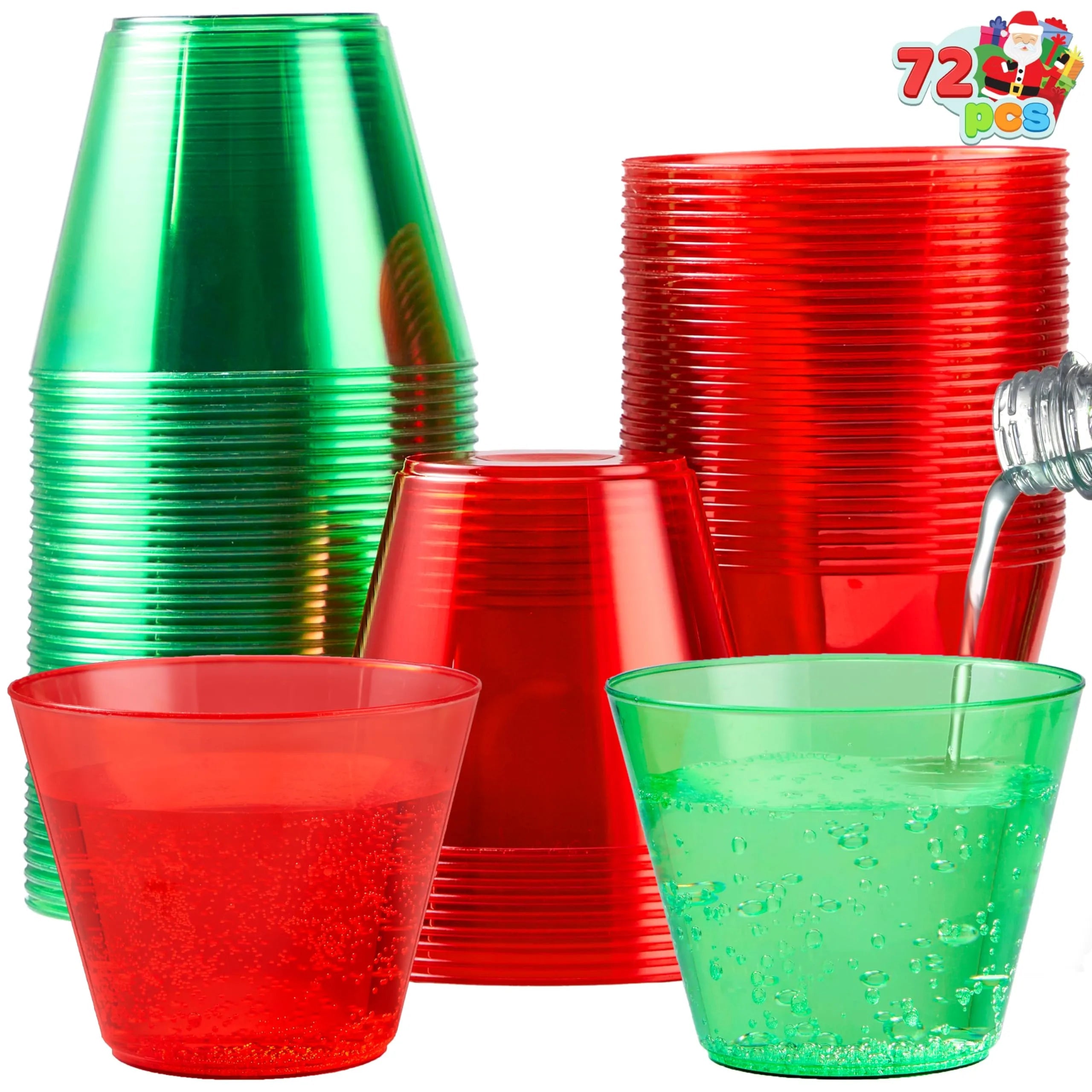 72 PCS Disposable 9 oz Christmas Clear Plastic Party Cups