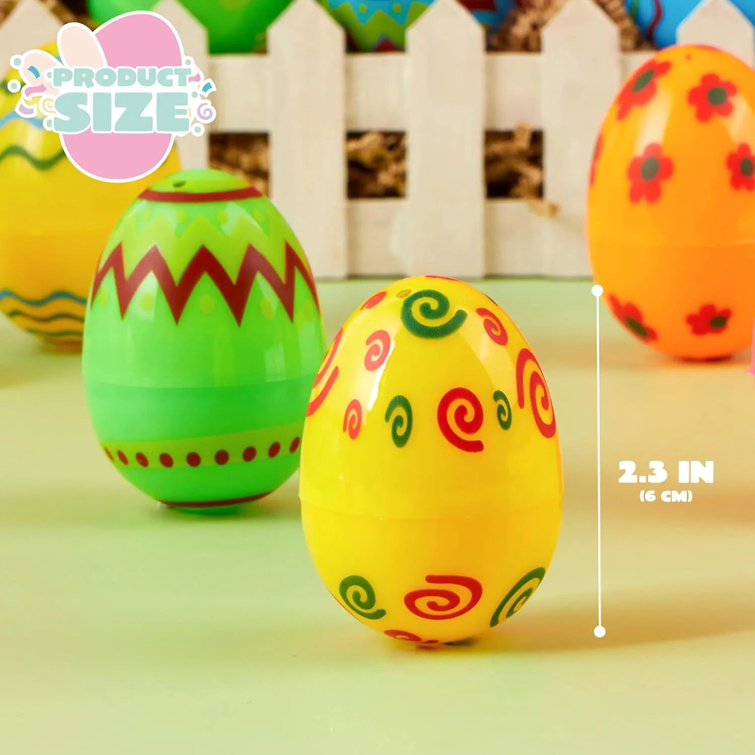 72 Pcs 2.3" Printed Empty Plastic Easter Eggs for Hunt & Party