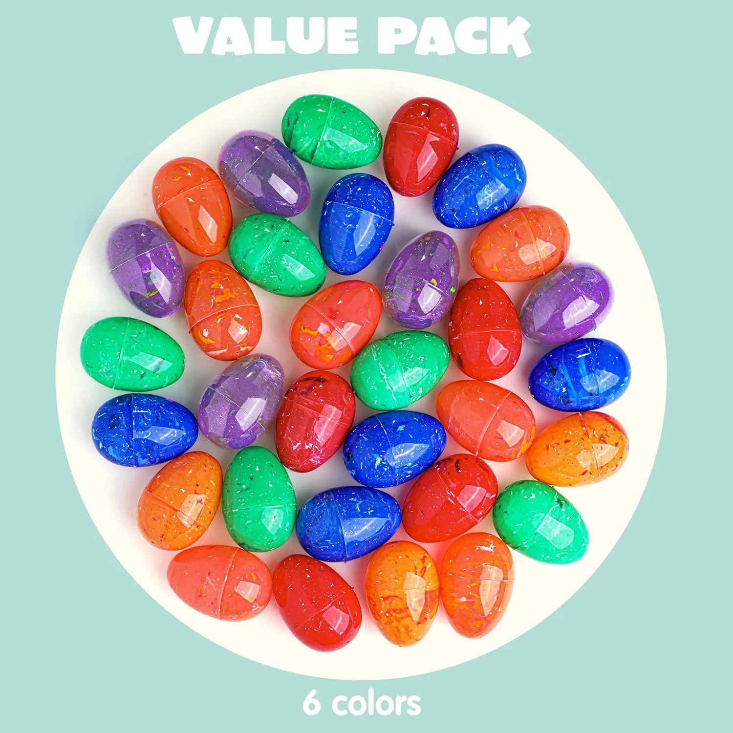 72 Pcs 3.15" Iridescent Plastic Easter Eggs for Hunt & Party