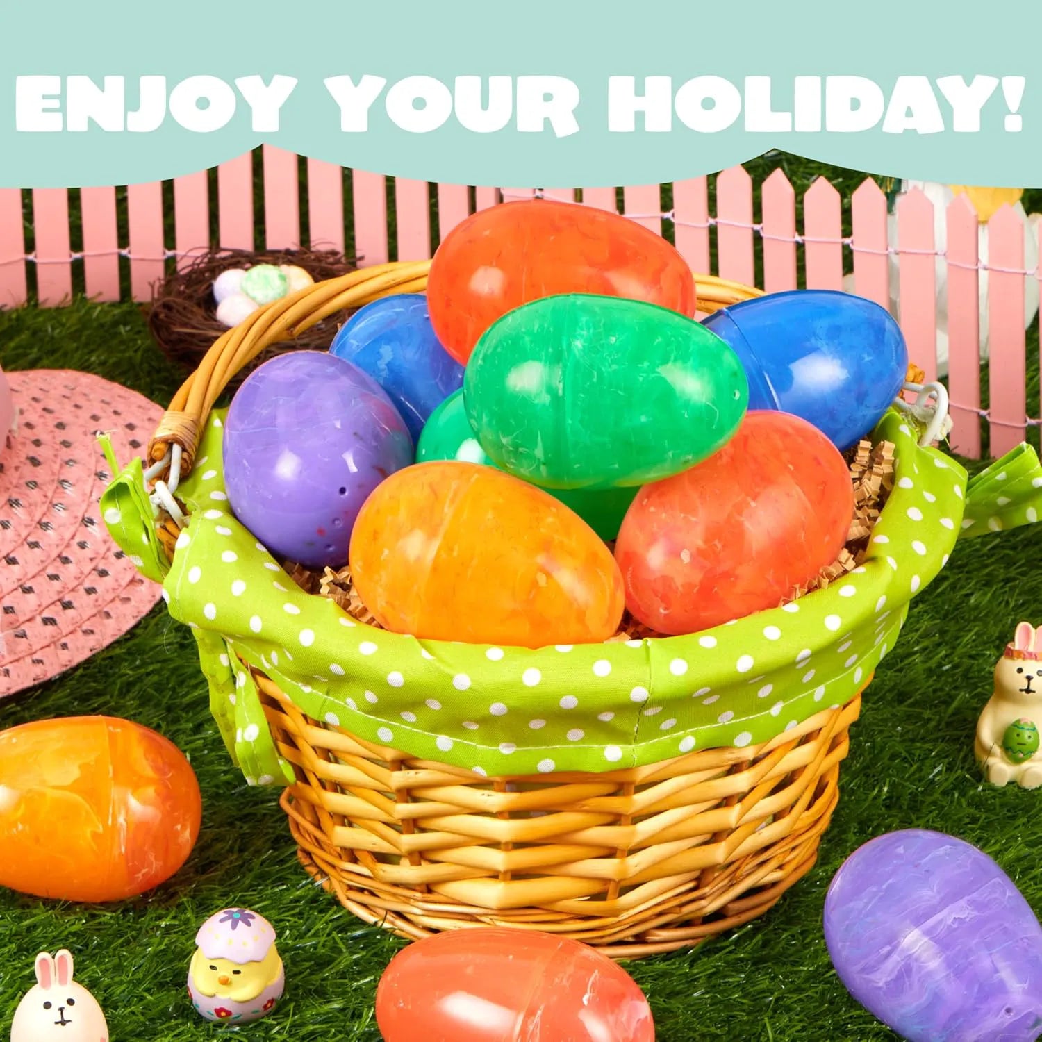 72 Pcs 3.15" Iridescent Plastic Easter Eggs for Hunt & Party