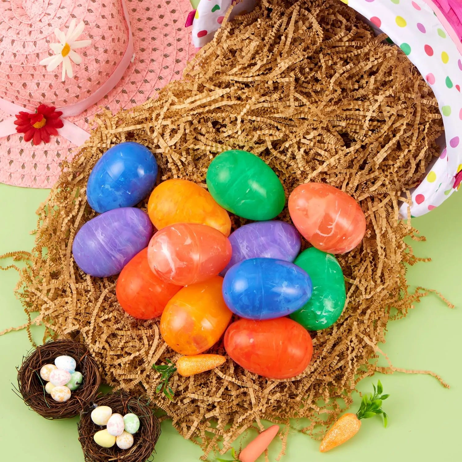 72 Pcs 3.15" Iridescent Plastic Easter Eggs for Hunt & Party