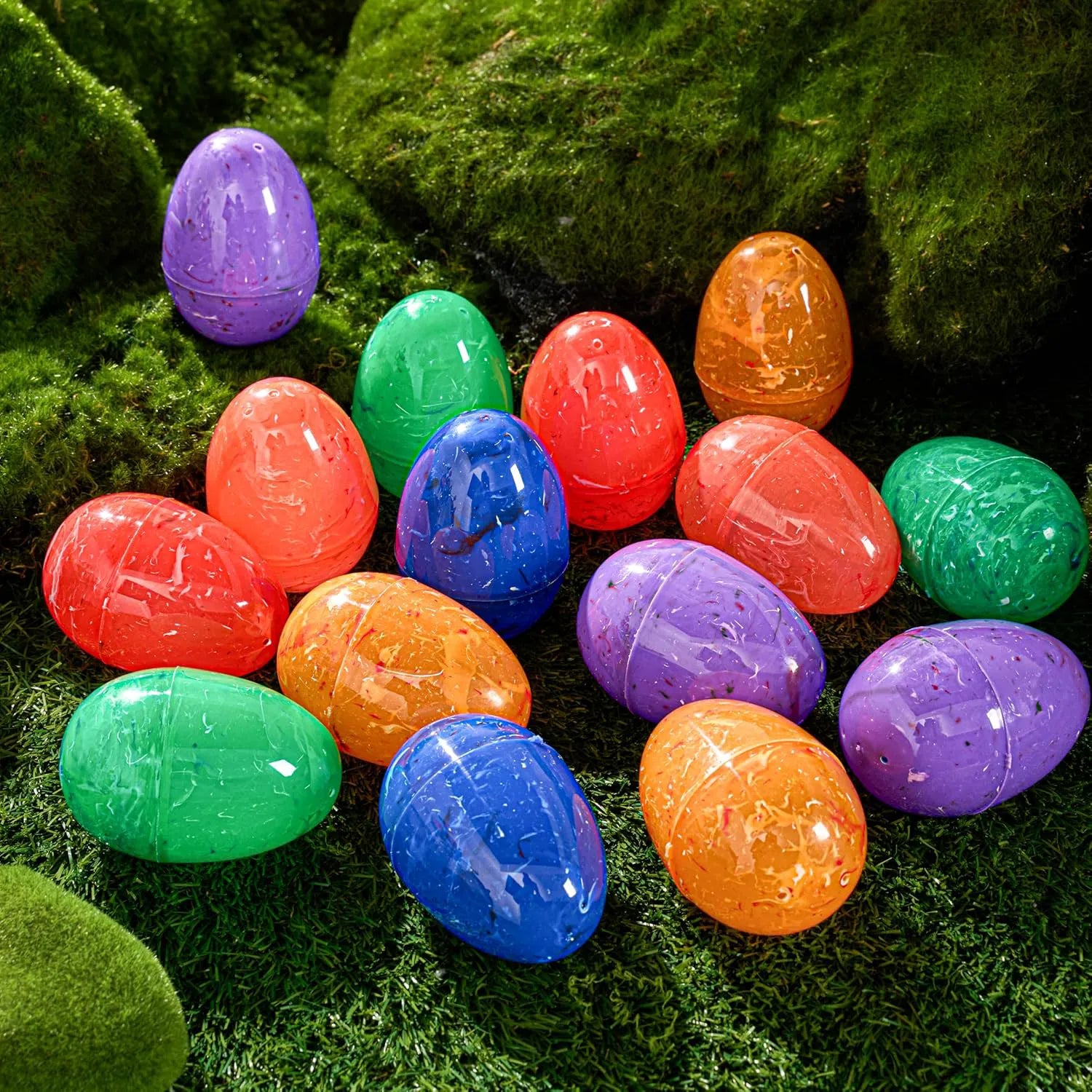 72 Pcs 3.15" Iridescent Plastic Easter Eggs for Hunt & Party