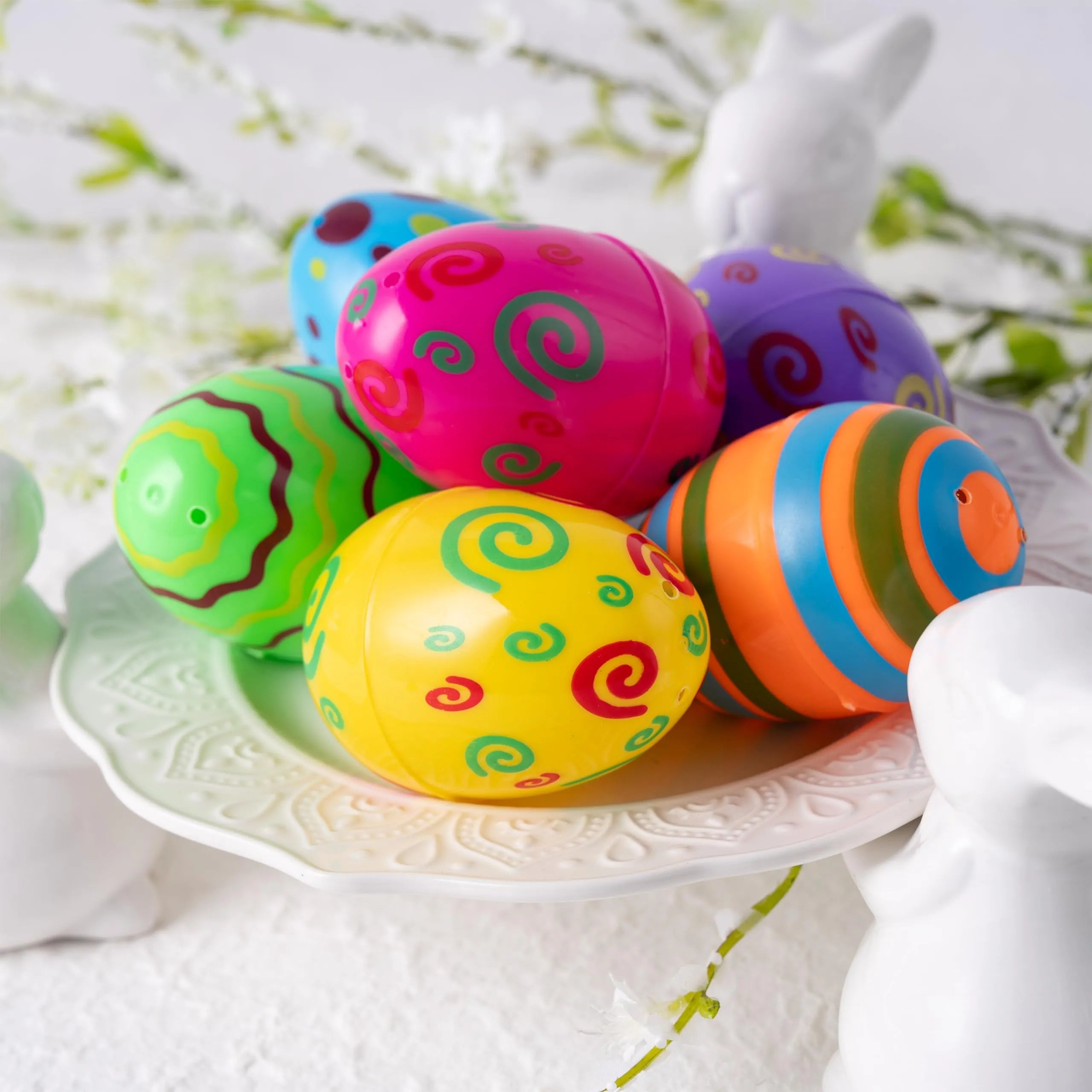 72 Colorful Plastic Easter Eggs (3.15 in) for Easter Egg Hunt