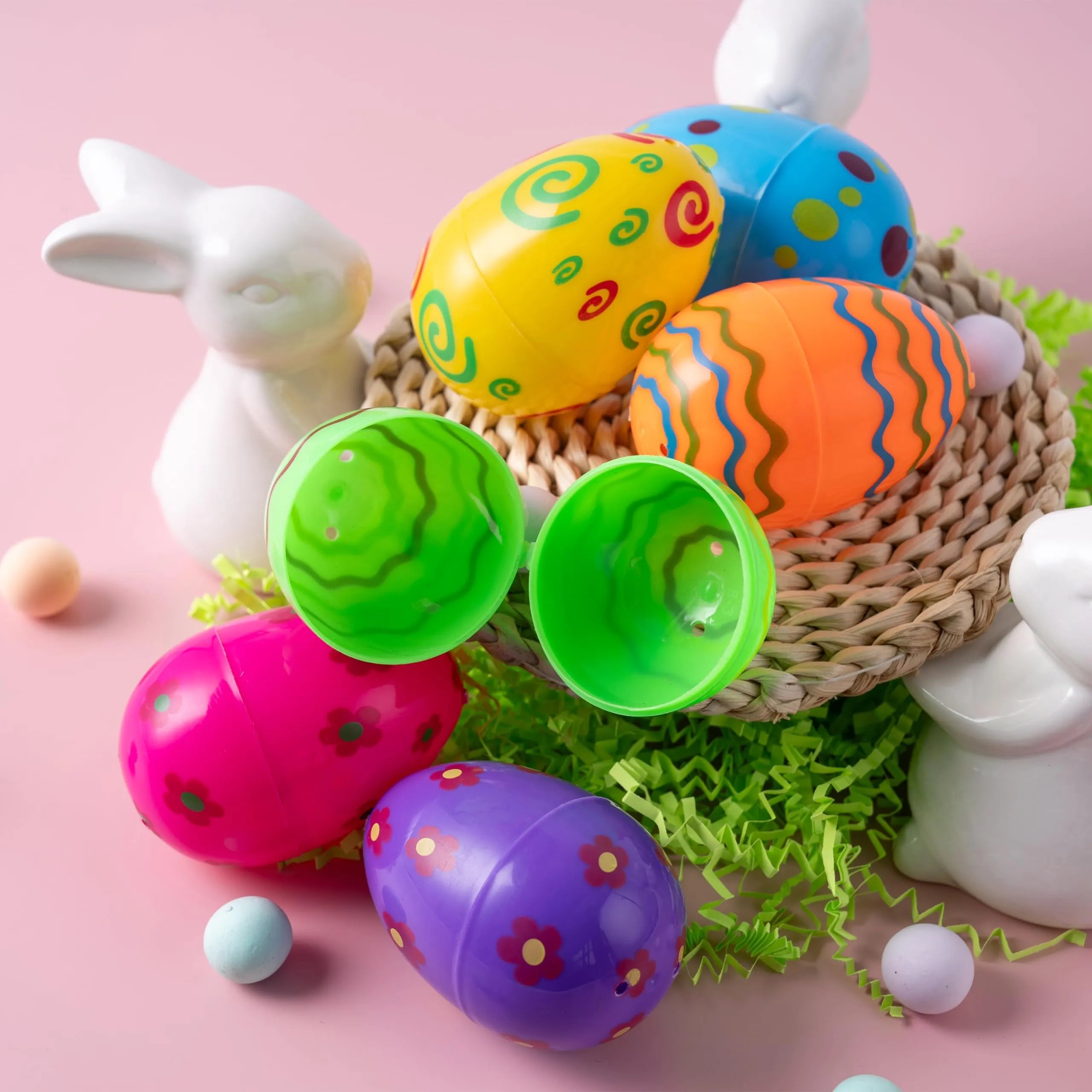 72 Colorful Plastic Easter Eggs (3.15 in) for Easter Egg Hunt