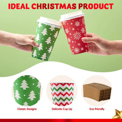 72-Pack 16 oz Christmas Disposable Paper Cups, 6 Festive Designs