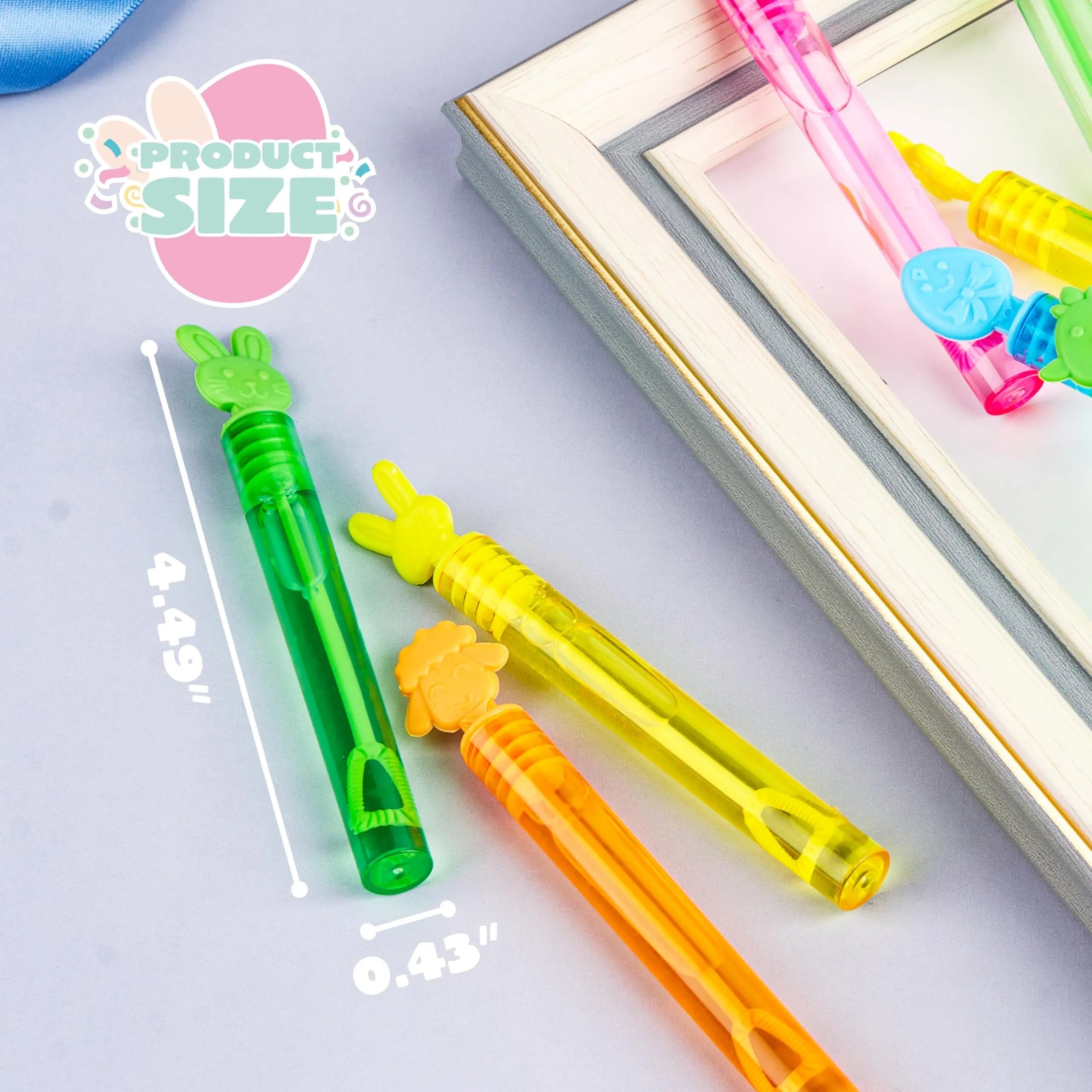 72-Pack Easter Mini Bubble Wands, 8 Assorted Colors, 9 Styles
