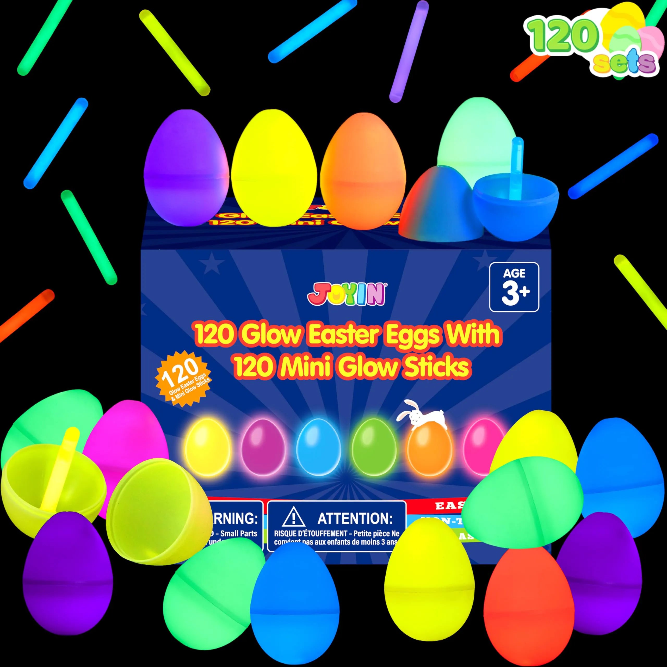 72 Glow-in-the-Dark Easter Eggs with Mini Glow Sticks for Kids Party Favors