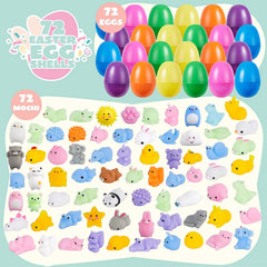 72-Pack Prefilled Easter Eggs with Squishy Toys