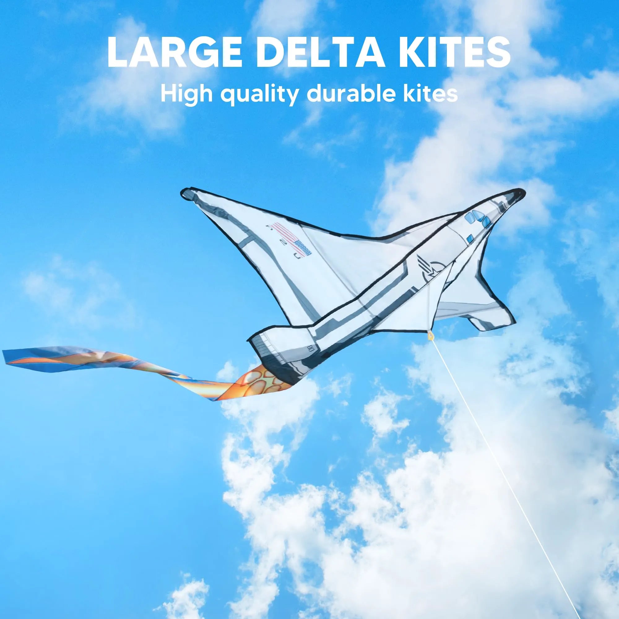 Spaceship Kite: Easy to Fly for Kids & Adults, 262.5 ft String
