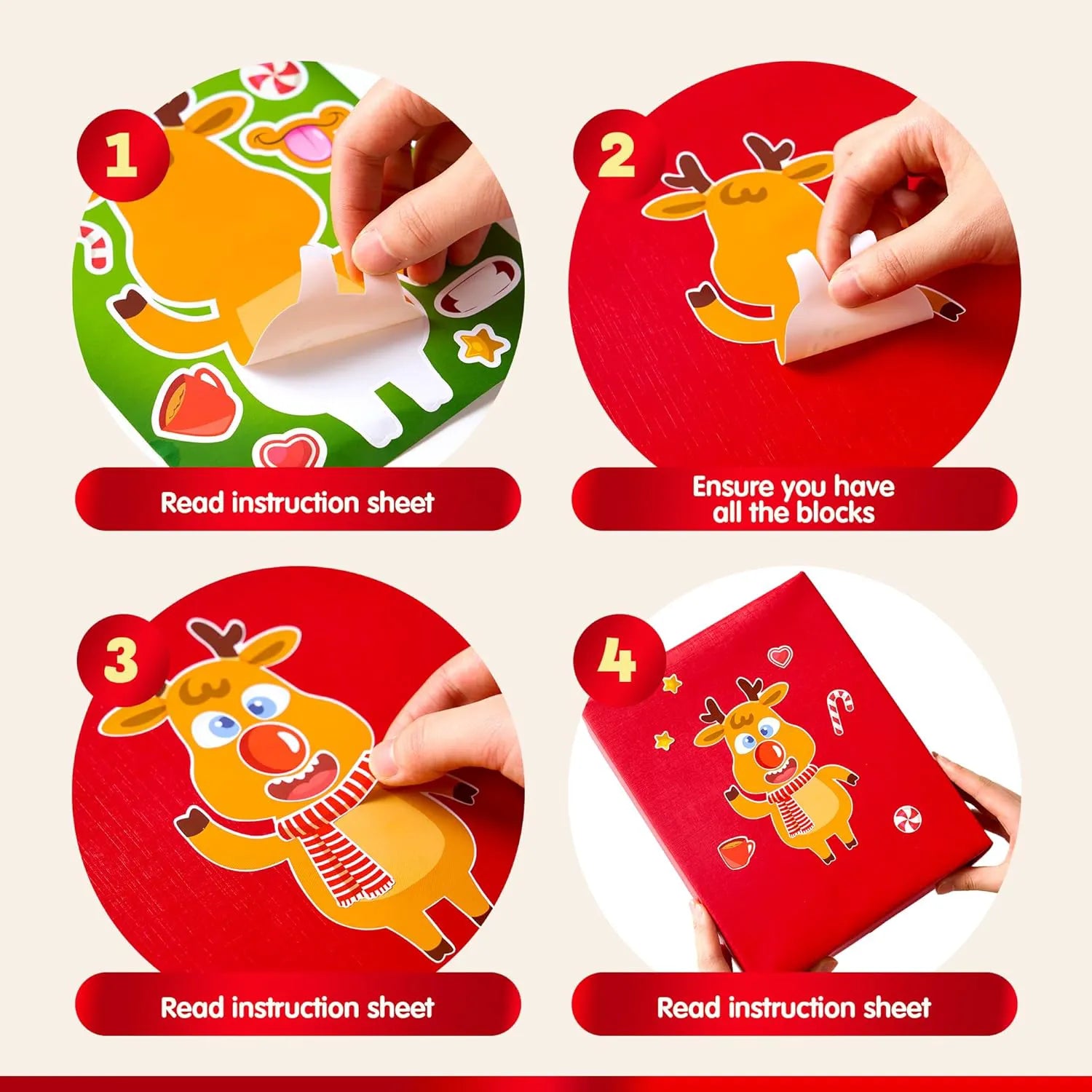 64 Pcs Christmas Make-a-Face Stickers - Fun Holiday Crafts for Kids