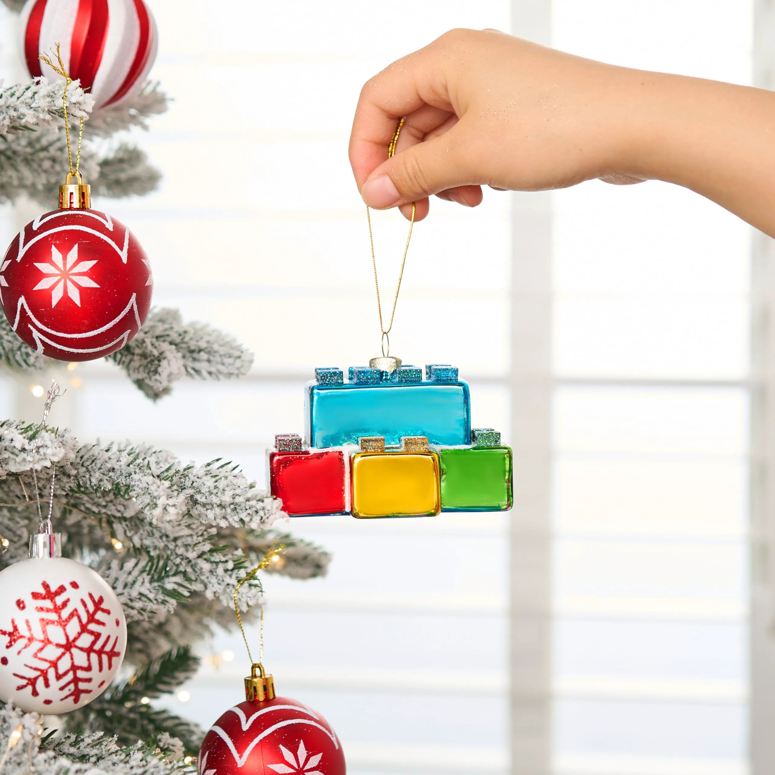Christmas Building Blocks Glass Ornament