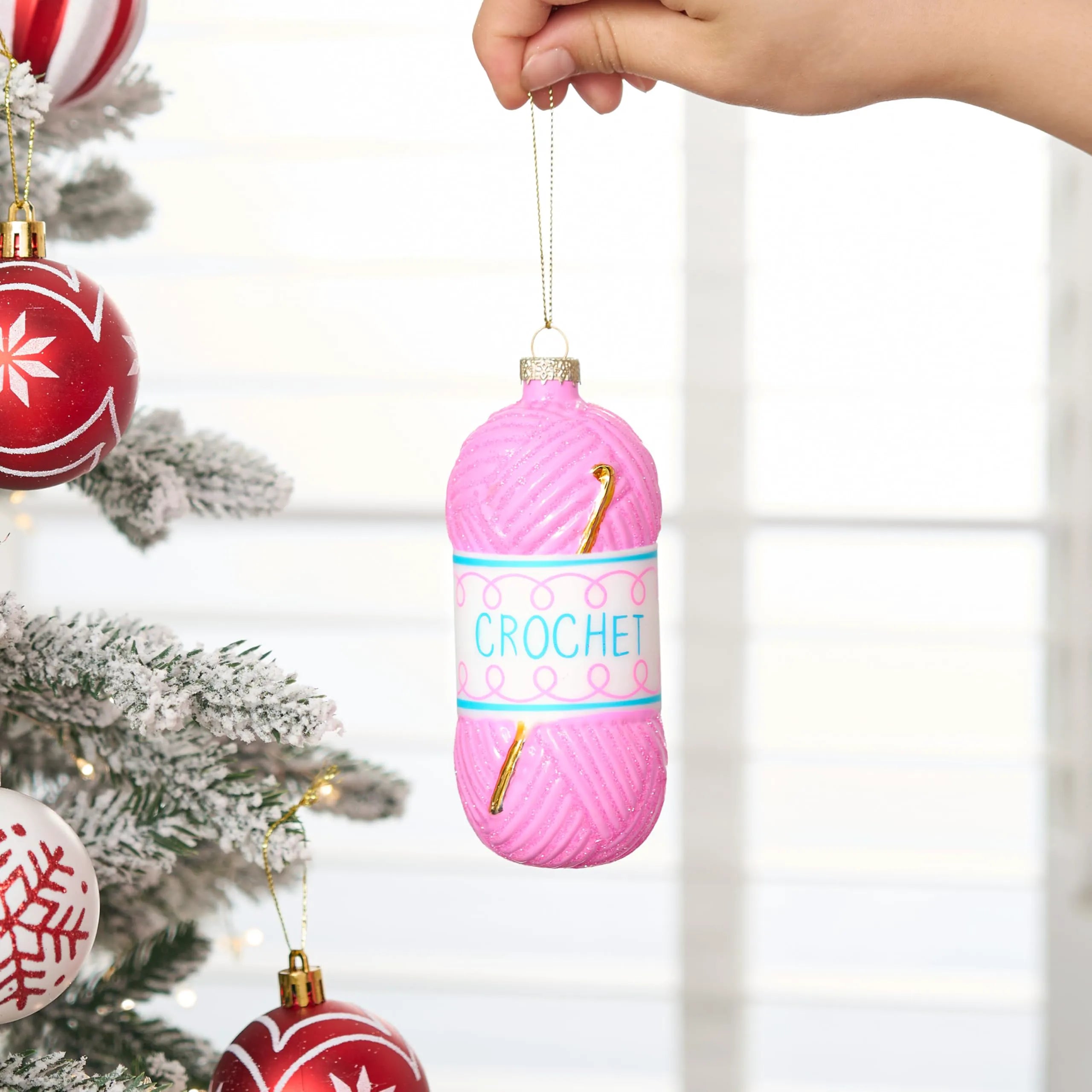 Small Crochet Christmas Glass Ornament