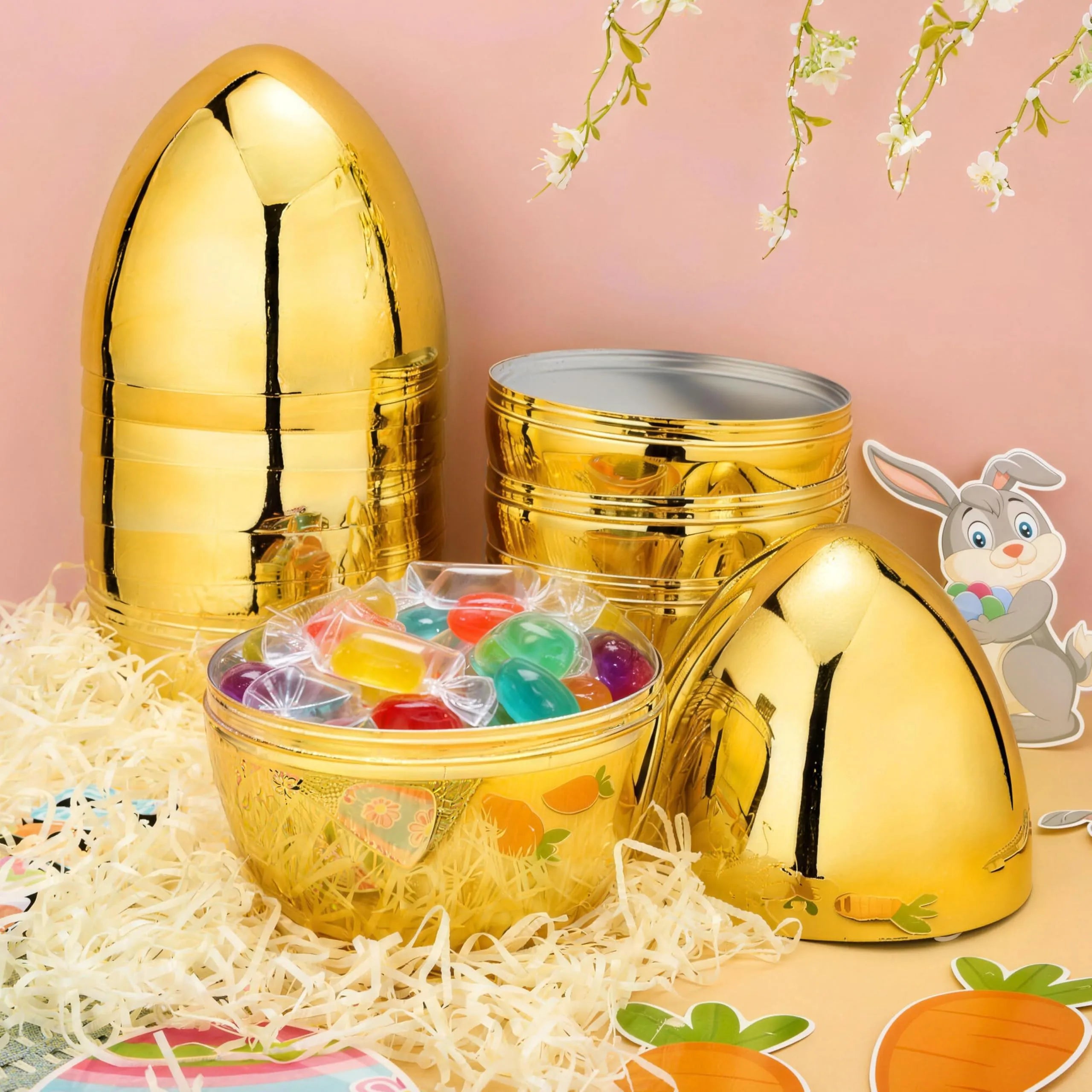 6 Gold Jumbo Easter Eggs (10 inch)