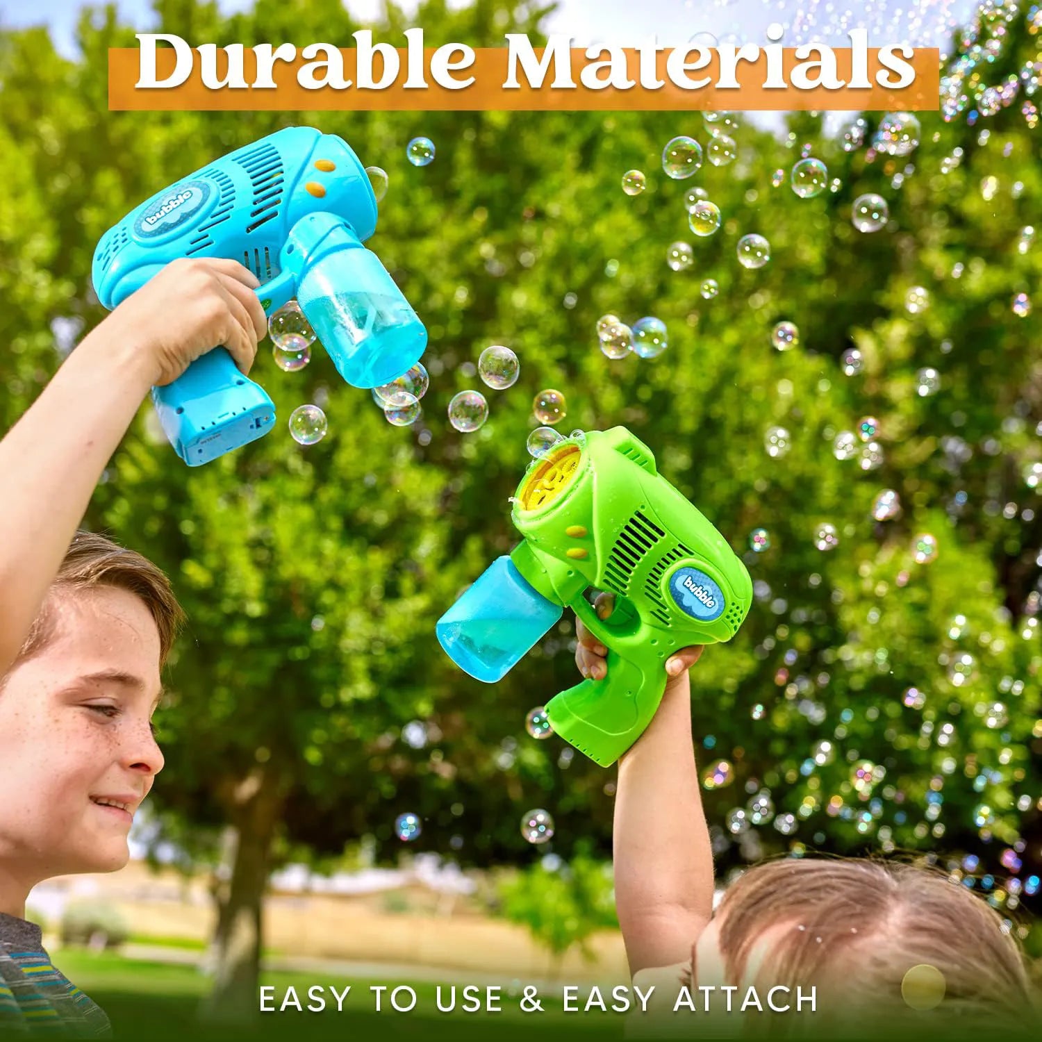 7-Inch Bubble Gun Blower with 2 Bottles of 5 oz Bubble Refill Solution (2 Pack)
