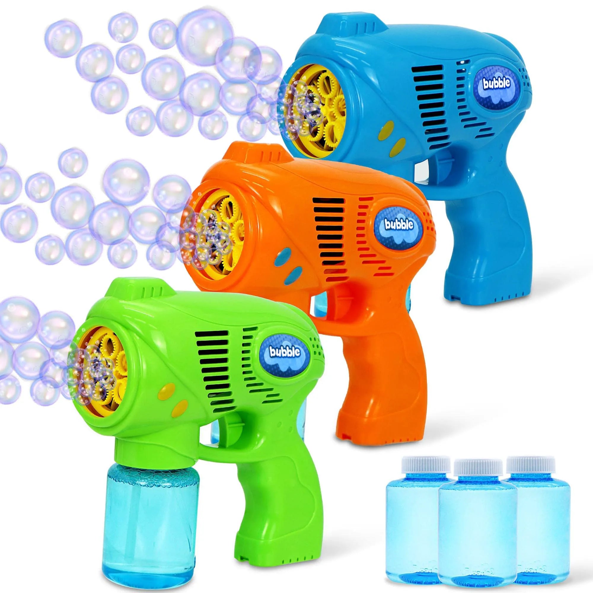 3 Bubble Gun Blasters (Blue Green Orange)