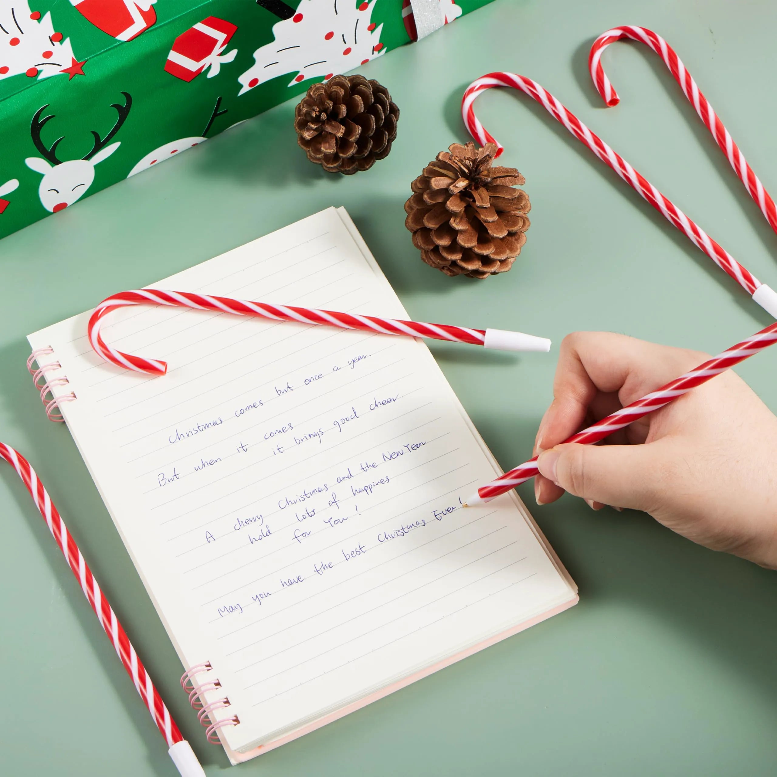 24 Christmas Candy Cane Ballpoint Pens for Kids