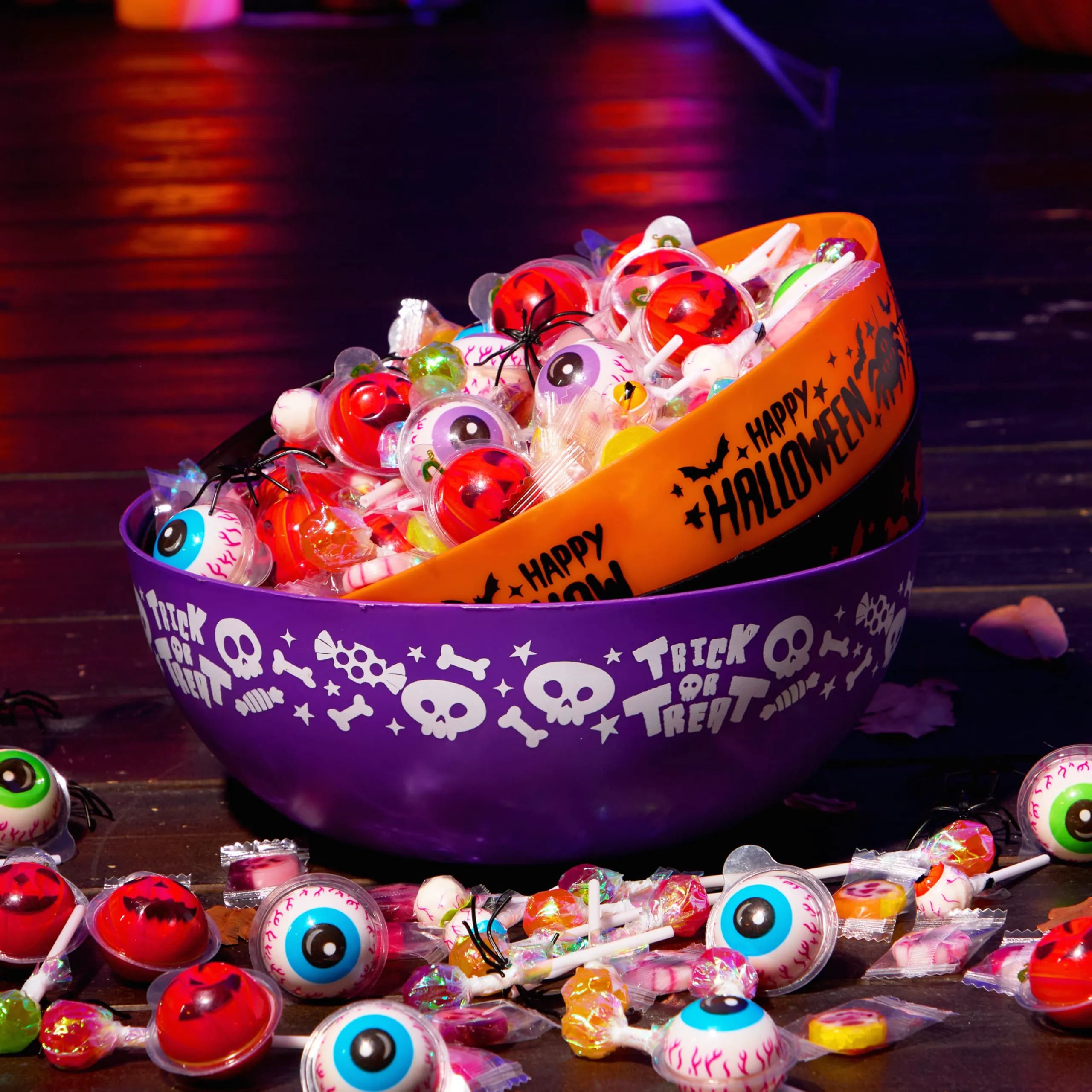 3-Pack Halloween Candy Bowls, 9.6" x 4.4" Trick-or-Treat Bowls