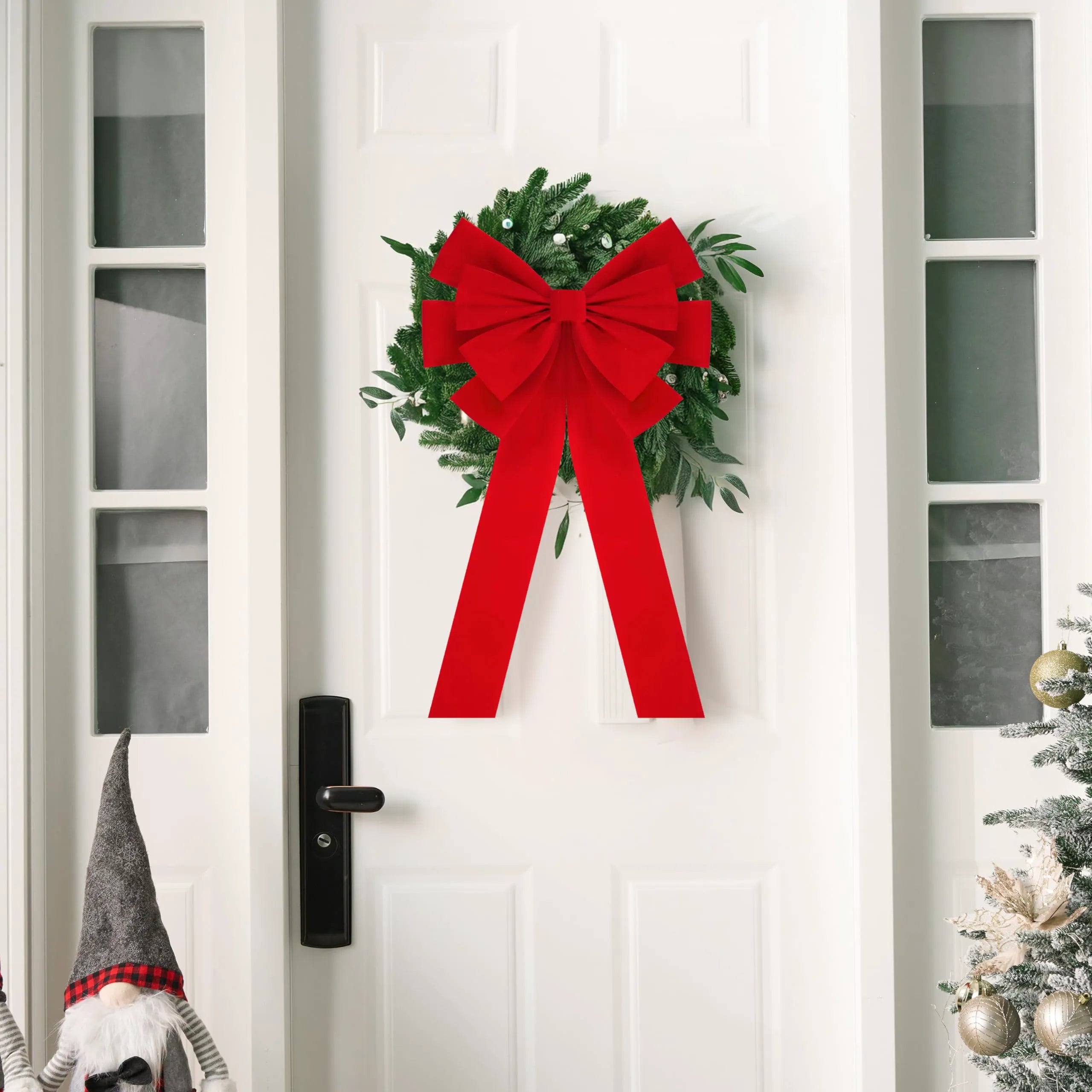 1PCS Extra Large Red Velvet Bow for Christmas 35" x 18"