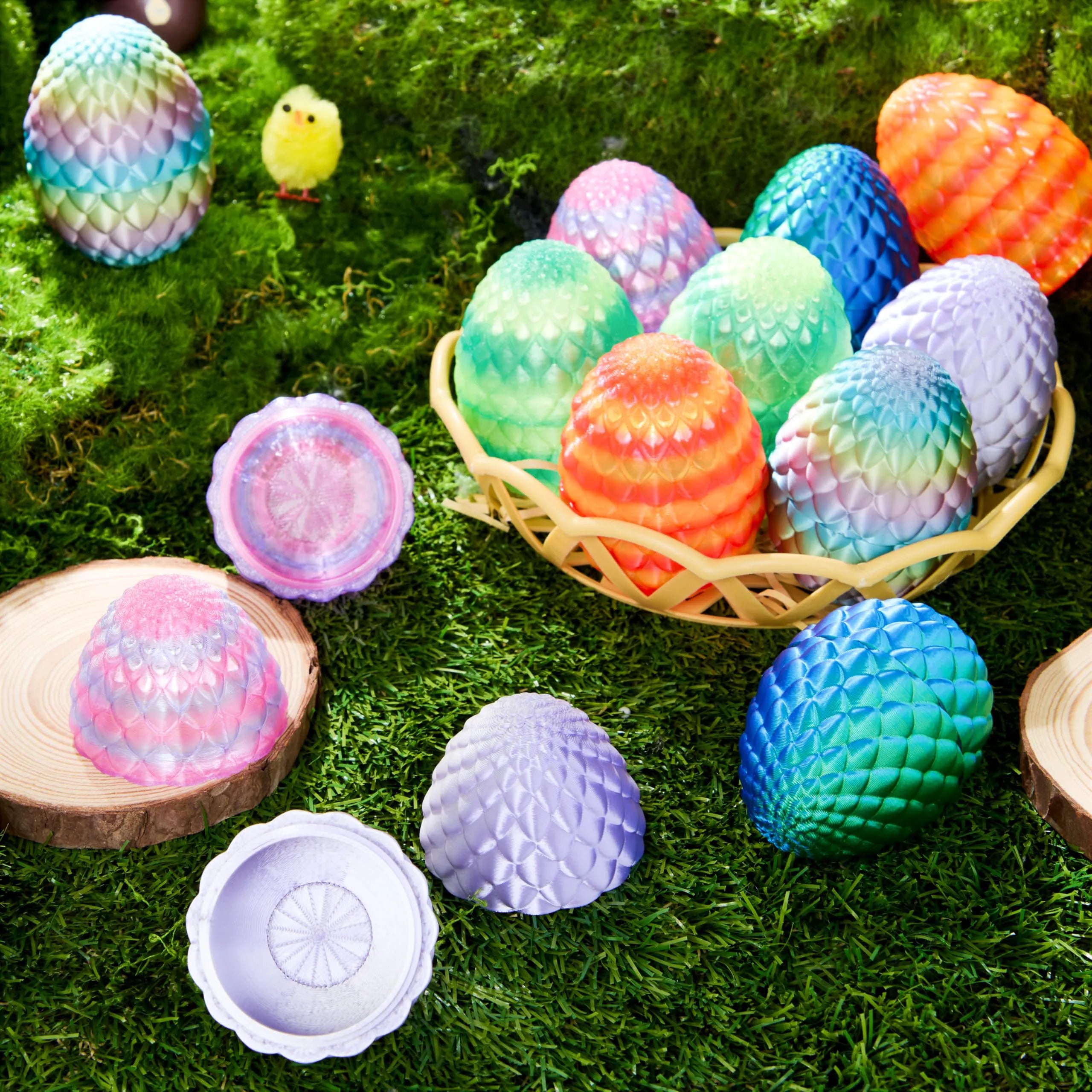 12 PCS 3D Printed Dragon Easter Empty Eggs