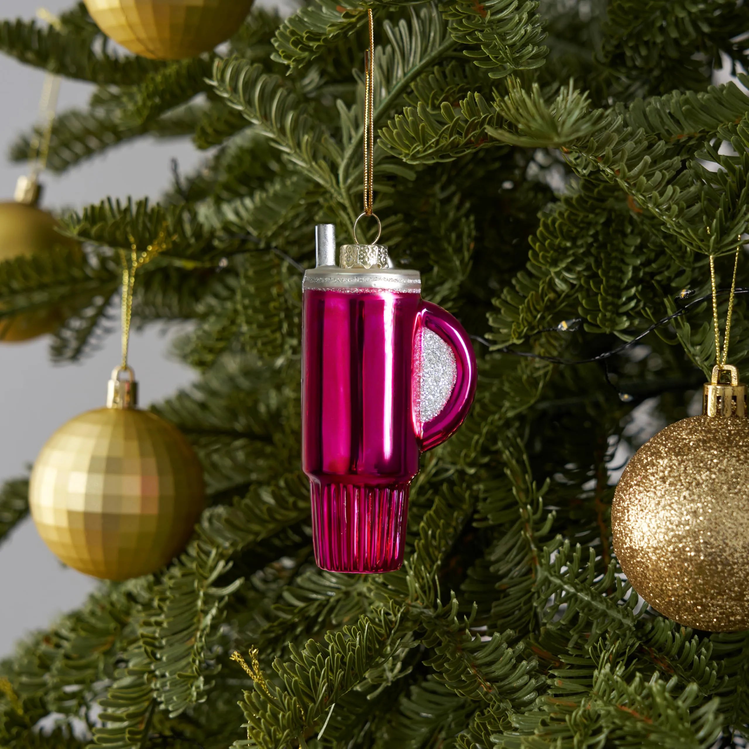 Small Red Christmas Glass Water Cup Ornament