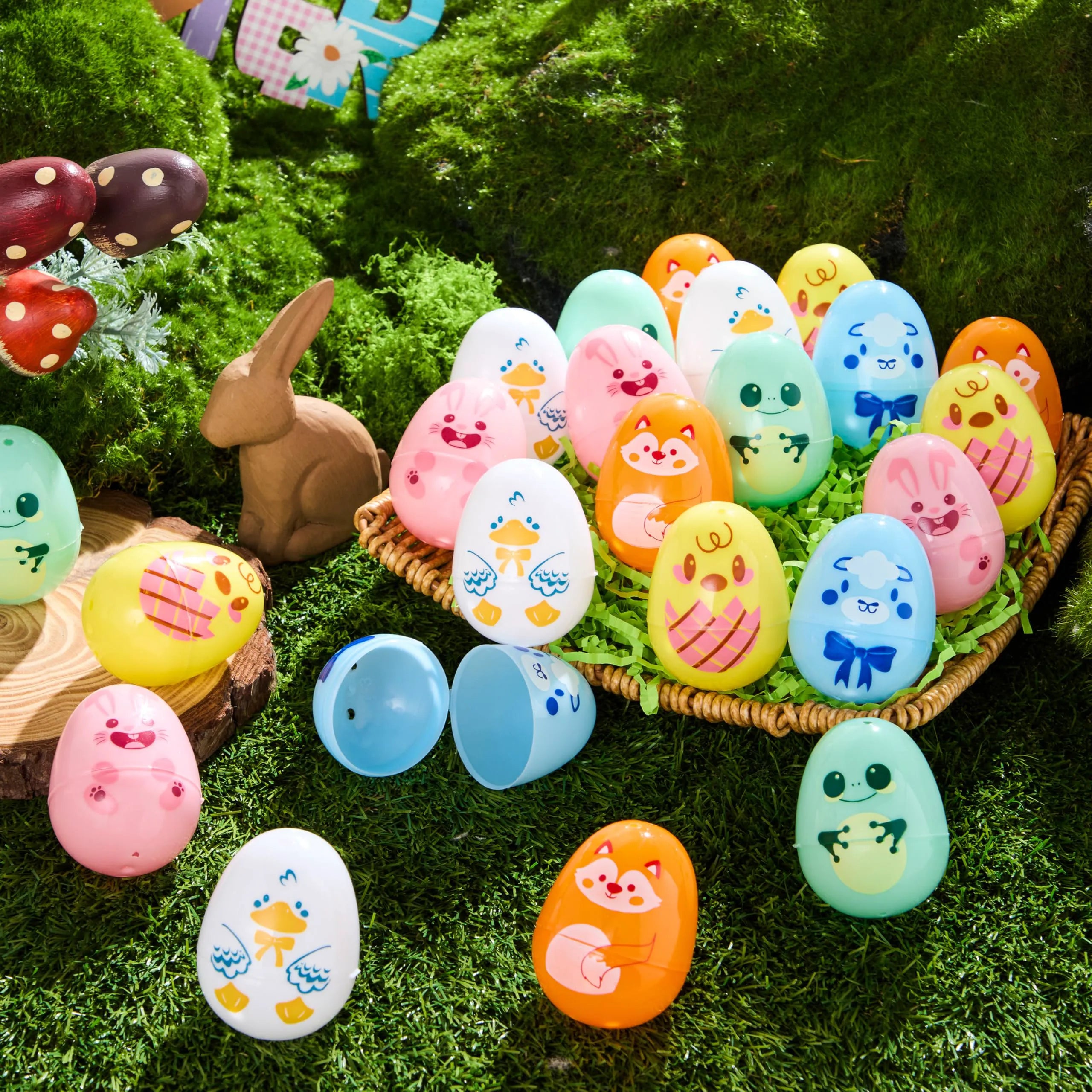 24 PCS Plastic Easter Multicolor Animal Eggs