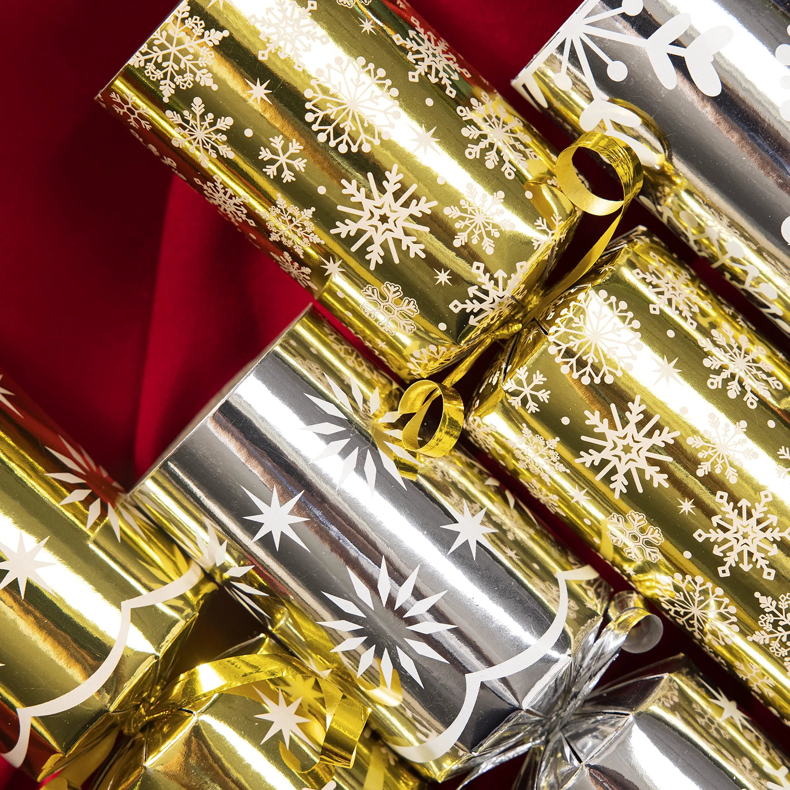 Gold & Silver Snowflake Christmas Party Favors (8 Pack, 10 Inch)