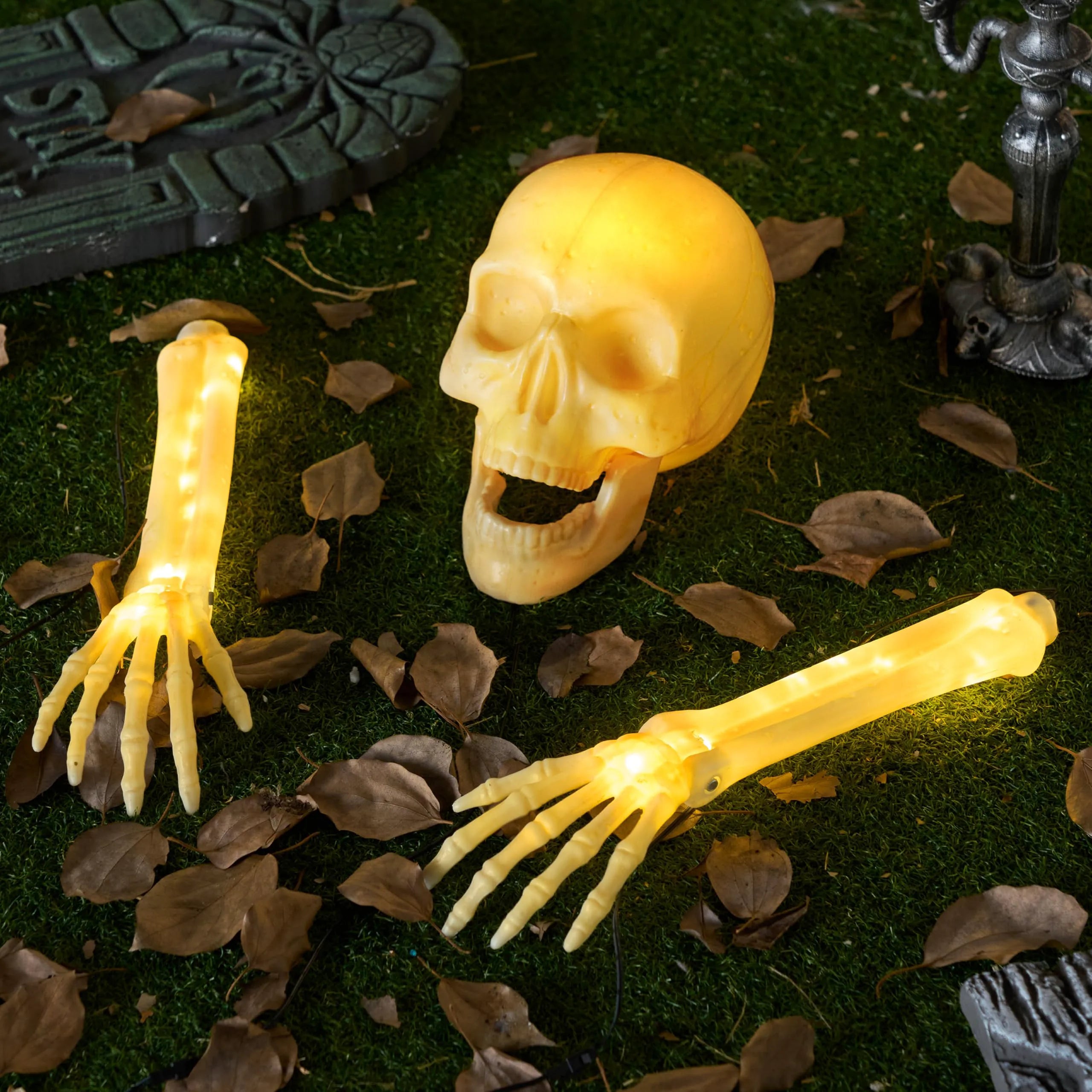 3-Piece Halloween Skeleton Decorations for Outdoor Use