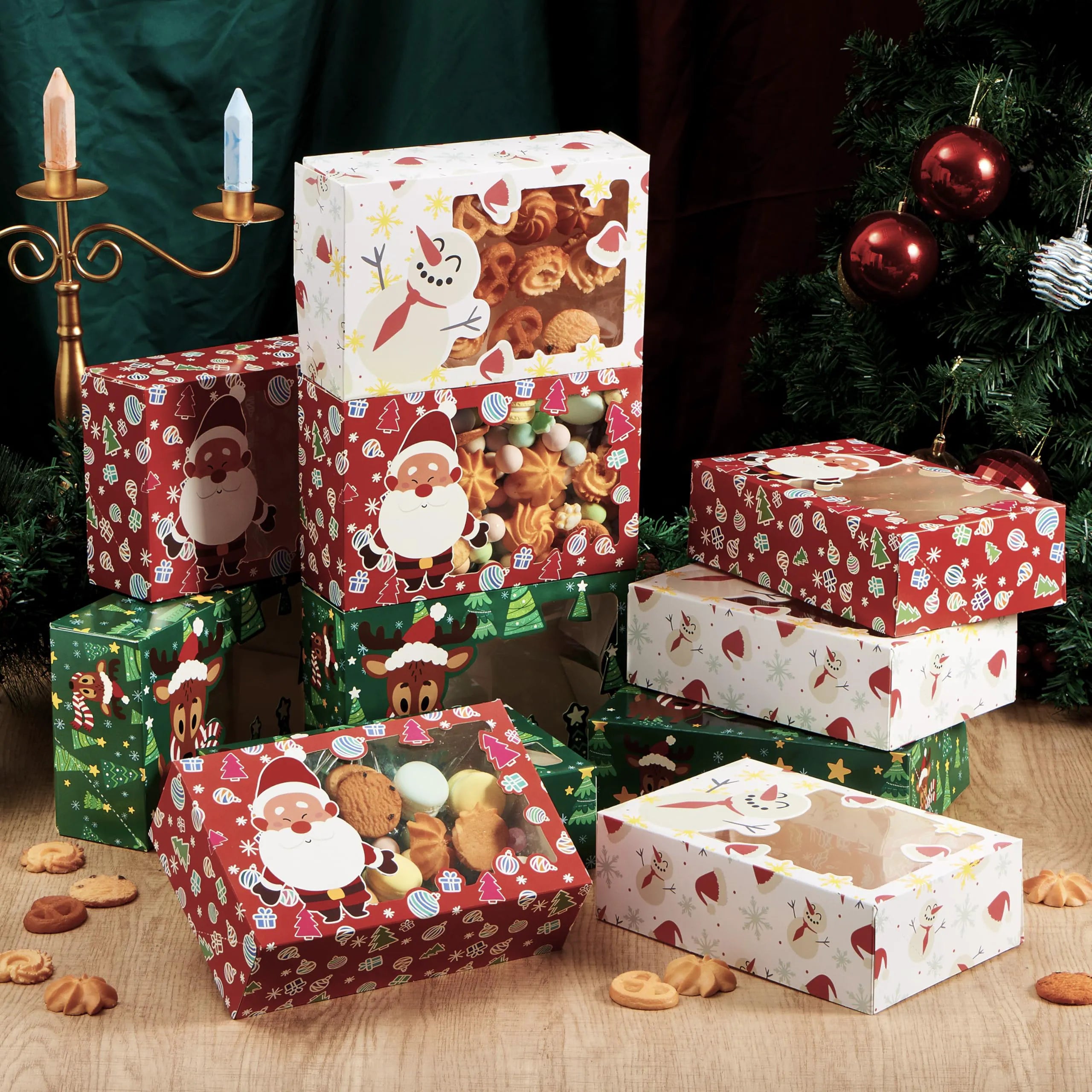 12 Pcs Christmas Cookie Boxes for Gift Giving