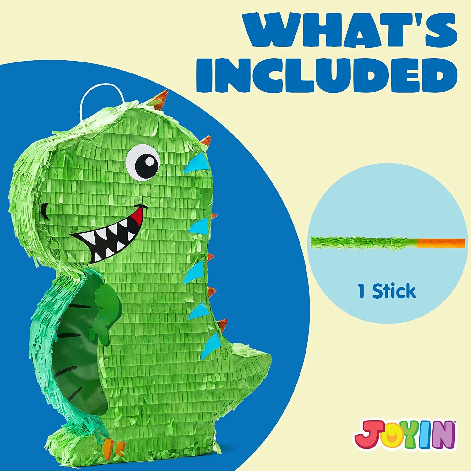 Dinosaur Pinata Set with Plastic Bat and Paper Blindfold