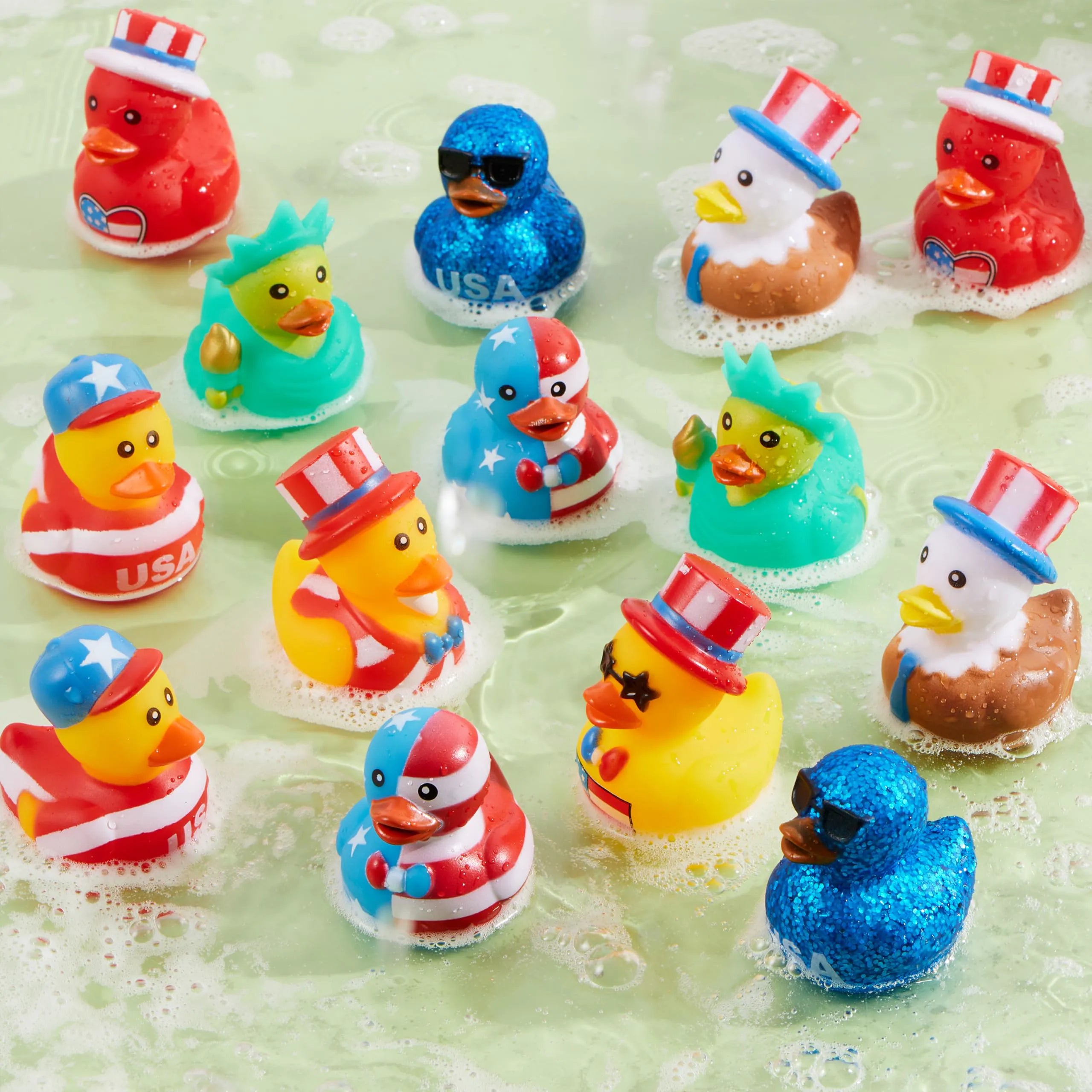 JOYIN 24-Pack Patriotic Rubber Ducks, 2.6-Inch Toys, 8 Unique Designs