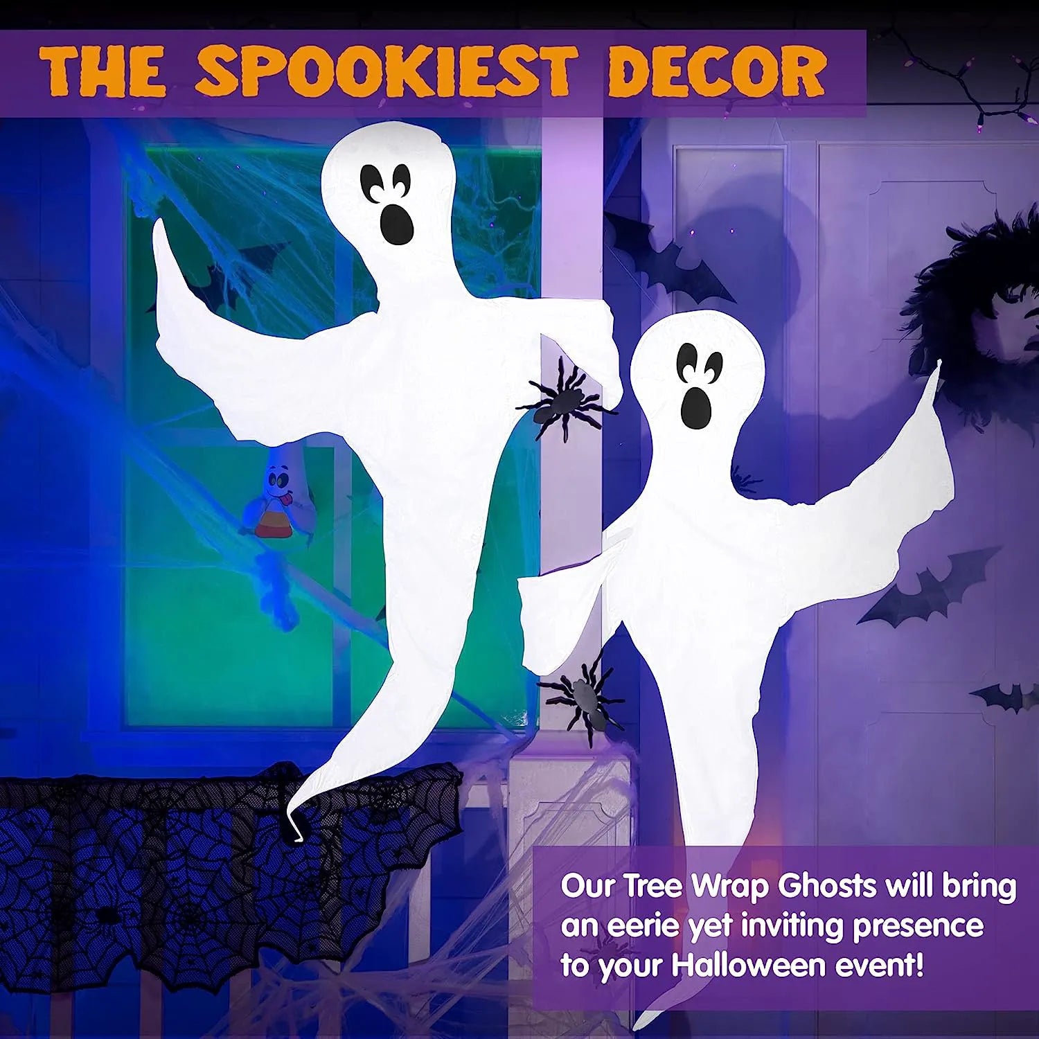 2Pcs Tree Wrap Decoration Ghost 53in