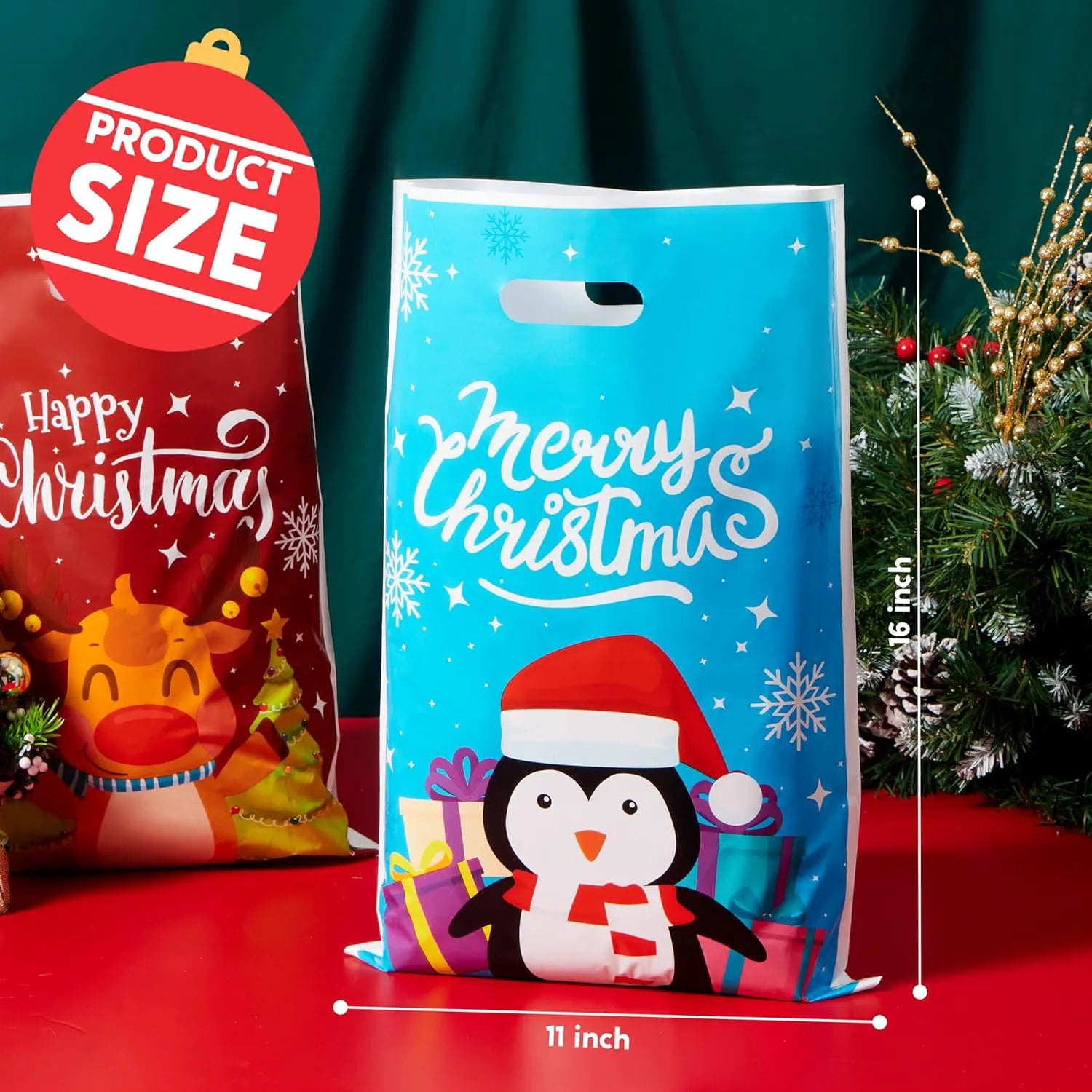 72 Pack Christmas Plastic Goodie Bags with Handles