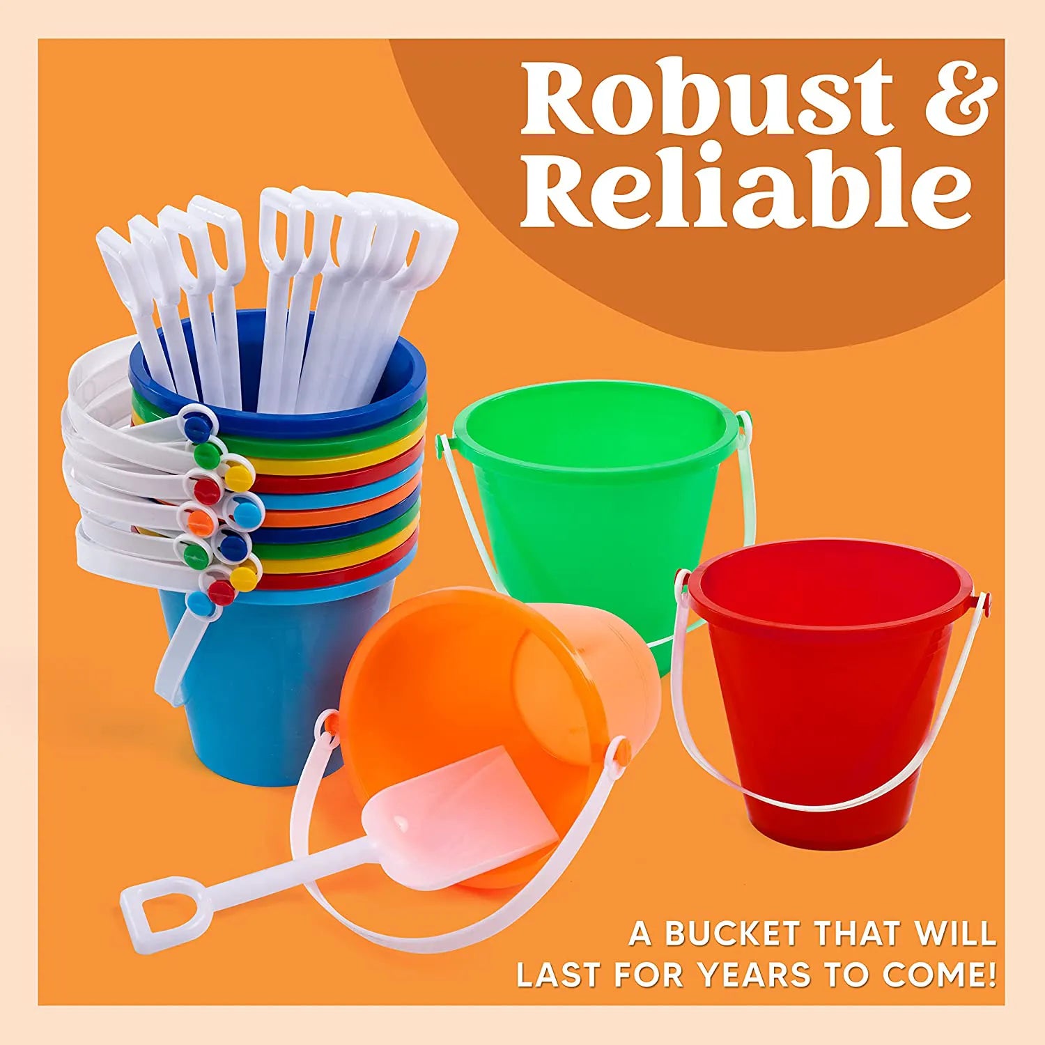 SLOOSH 12-Pack Beach Buckets with Sand Shovels