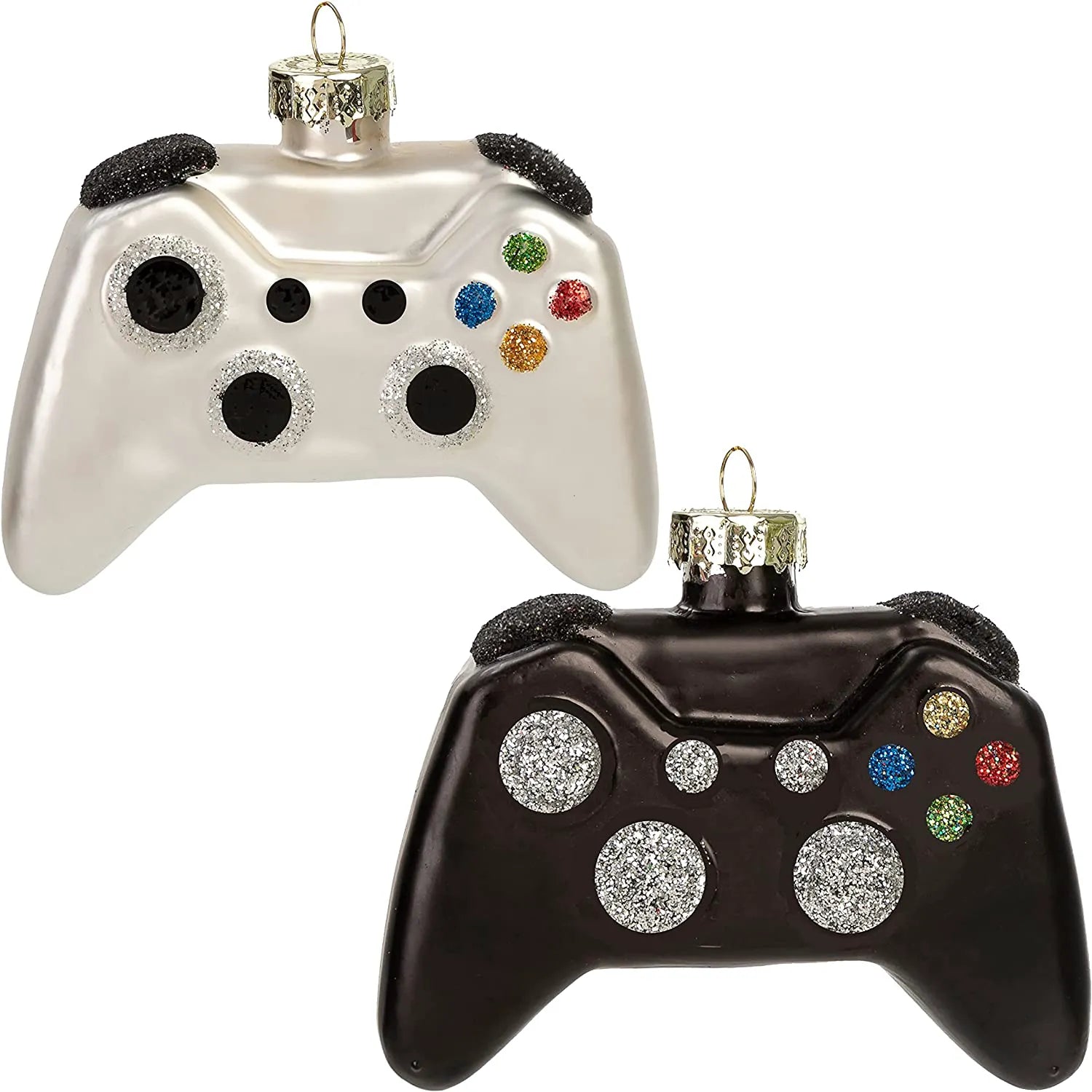 Black and White Christmas Tree Game Controller Ornament