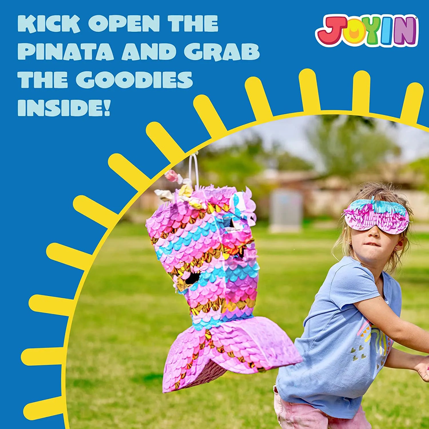 Mermaid Pinata with Plastic Bat and Paper Blindfold
