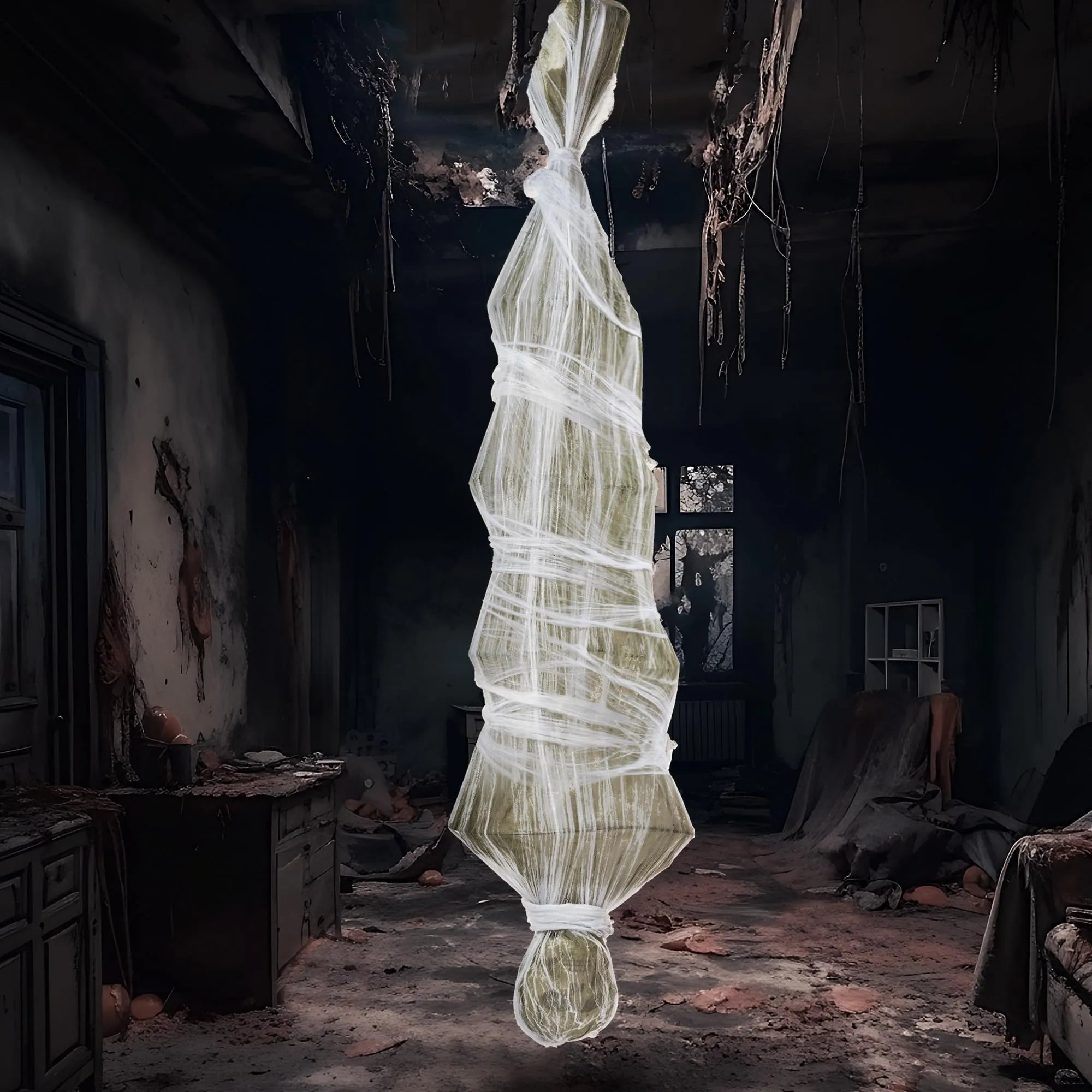 72-Inch Hanging Cocoon Corpse for Halloween Outdoor Decoration