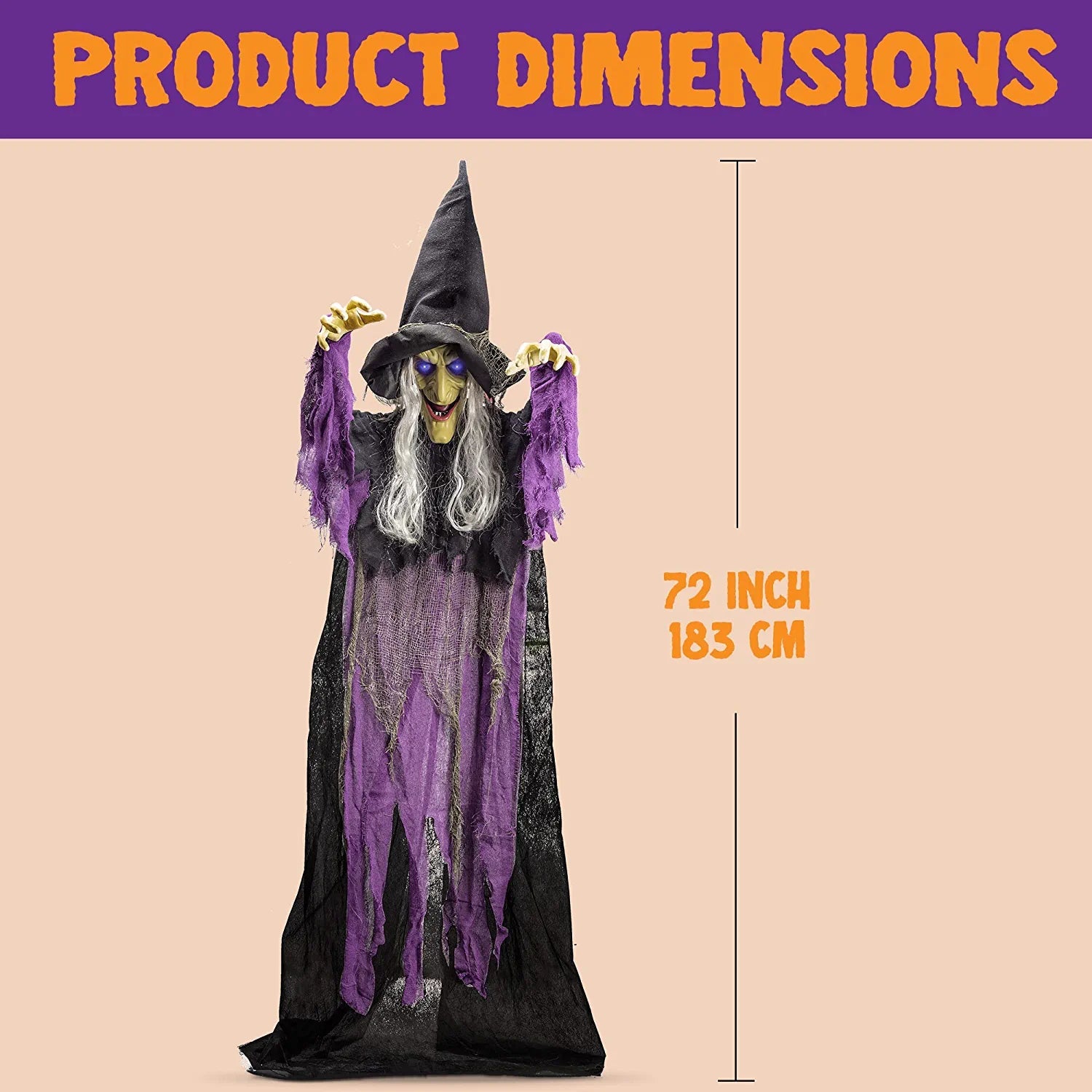72in Hanging Talking Witch With Light-up Eyes